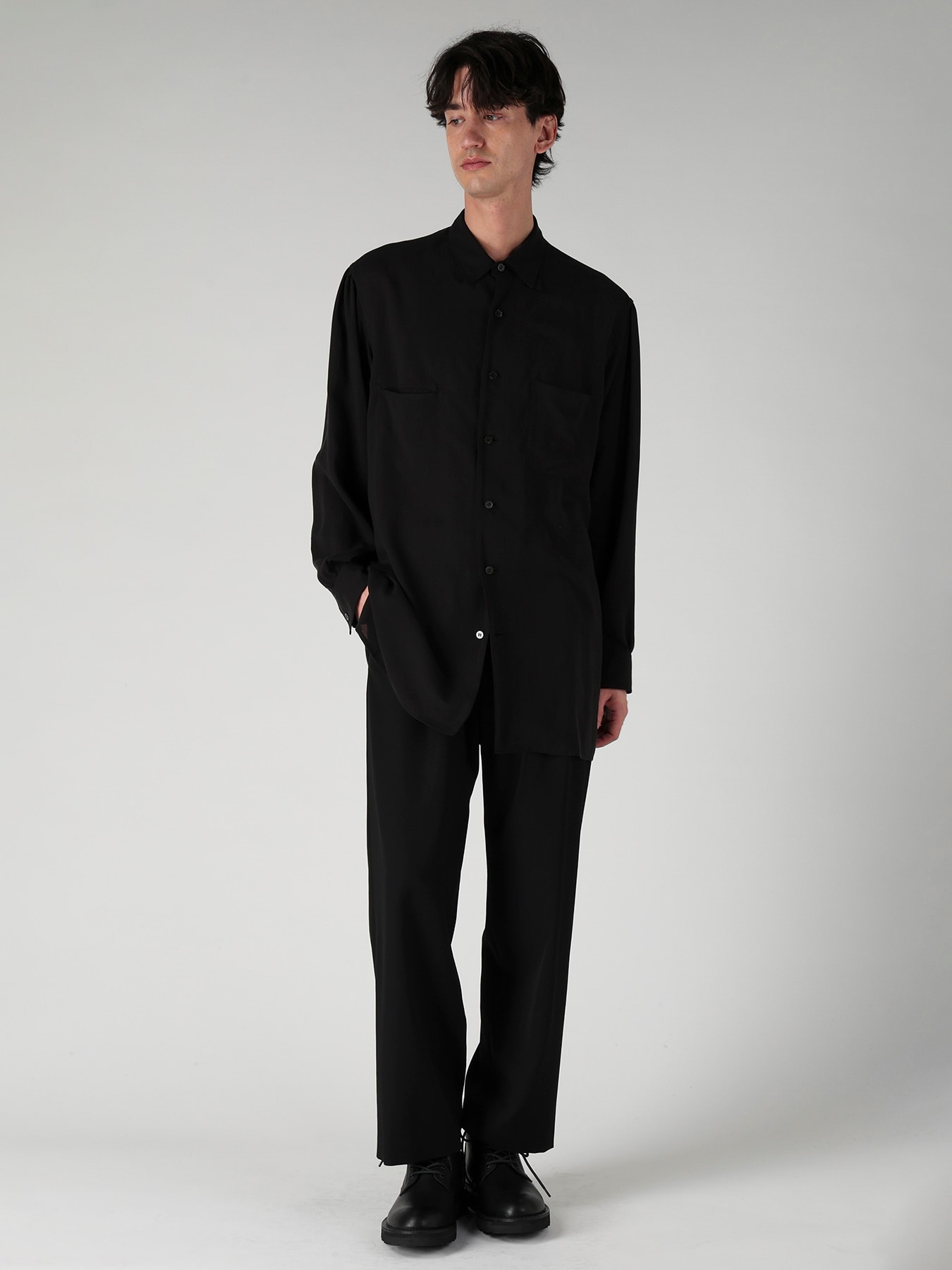 WOOL GABARDINE SUSPENDERS PANTS
