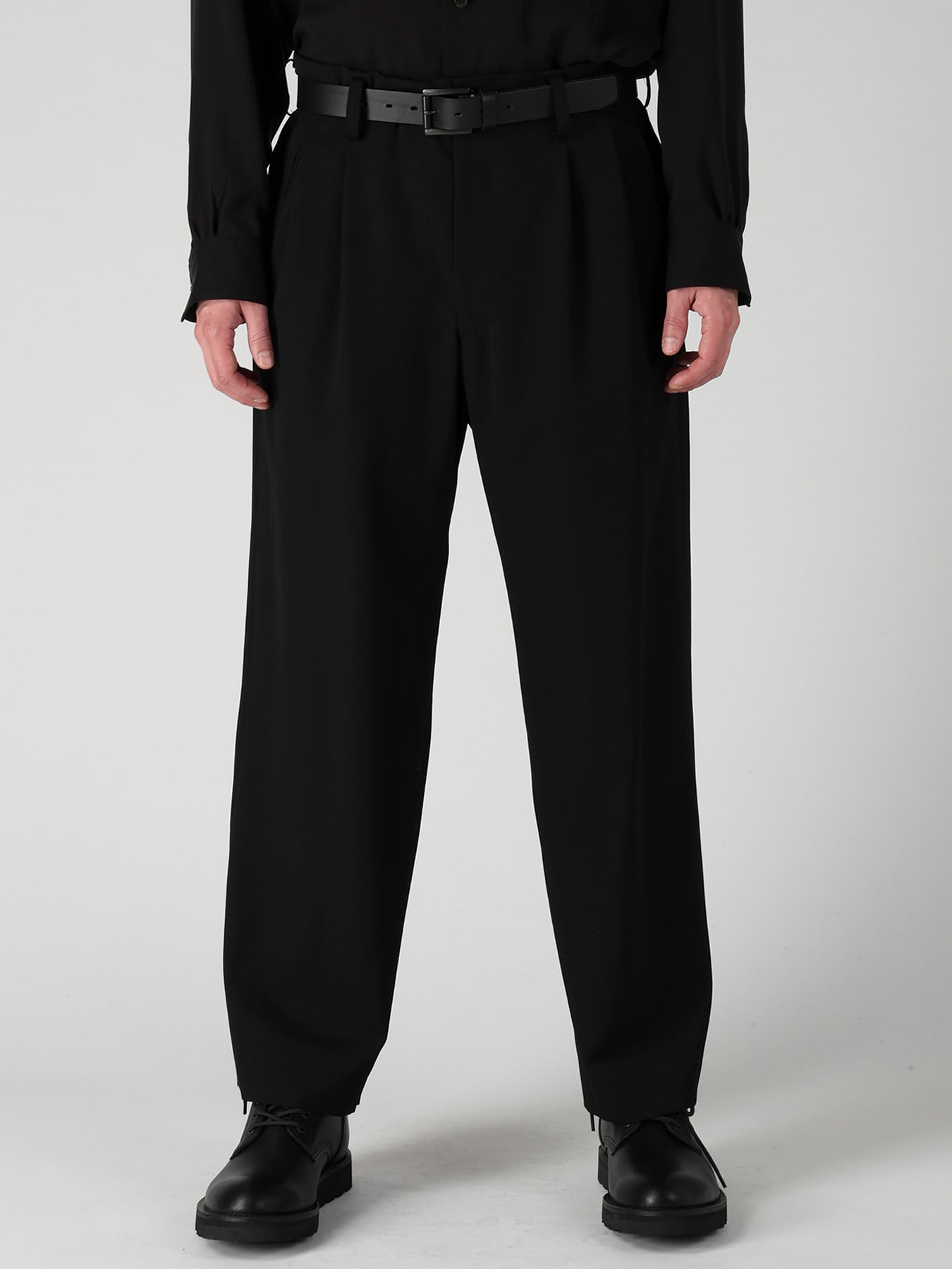 WOOL GABARDINE SUSPENDERS PANTS