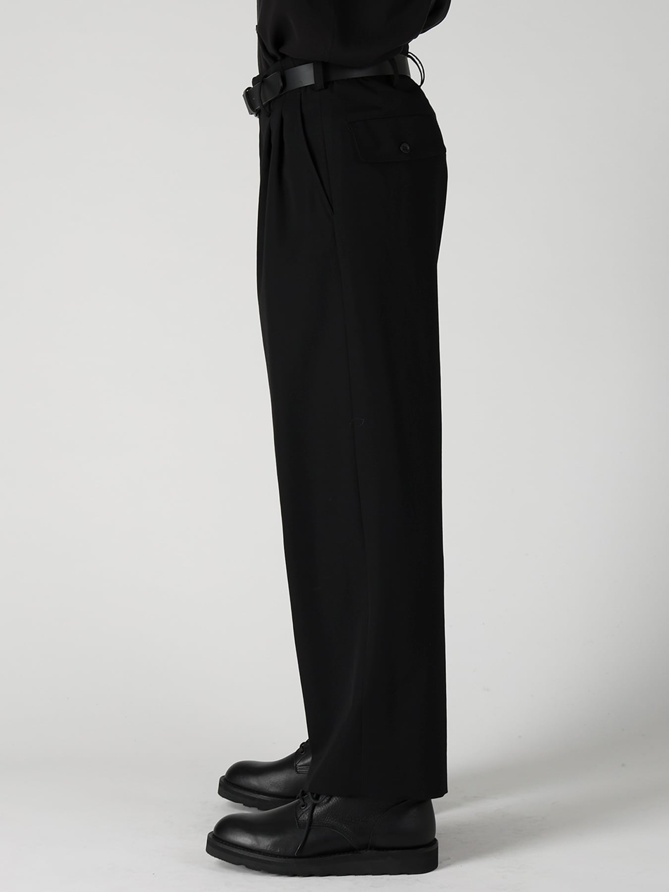 WOOL GABARDINE SUSPENDERS PANTS