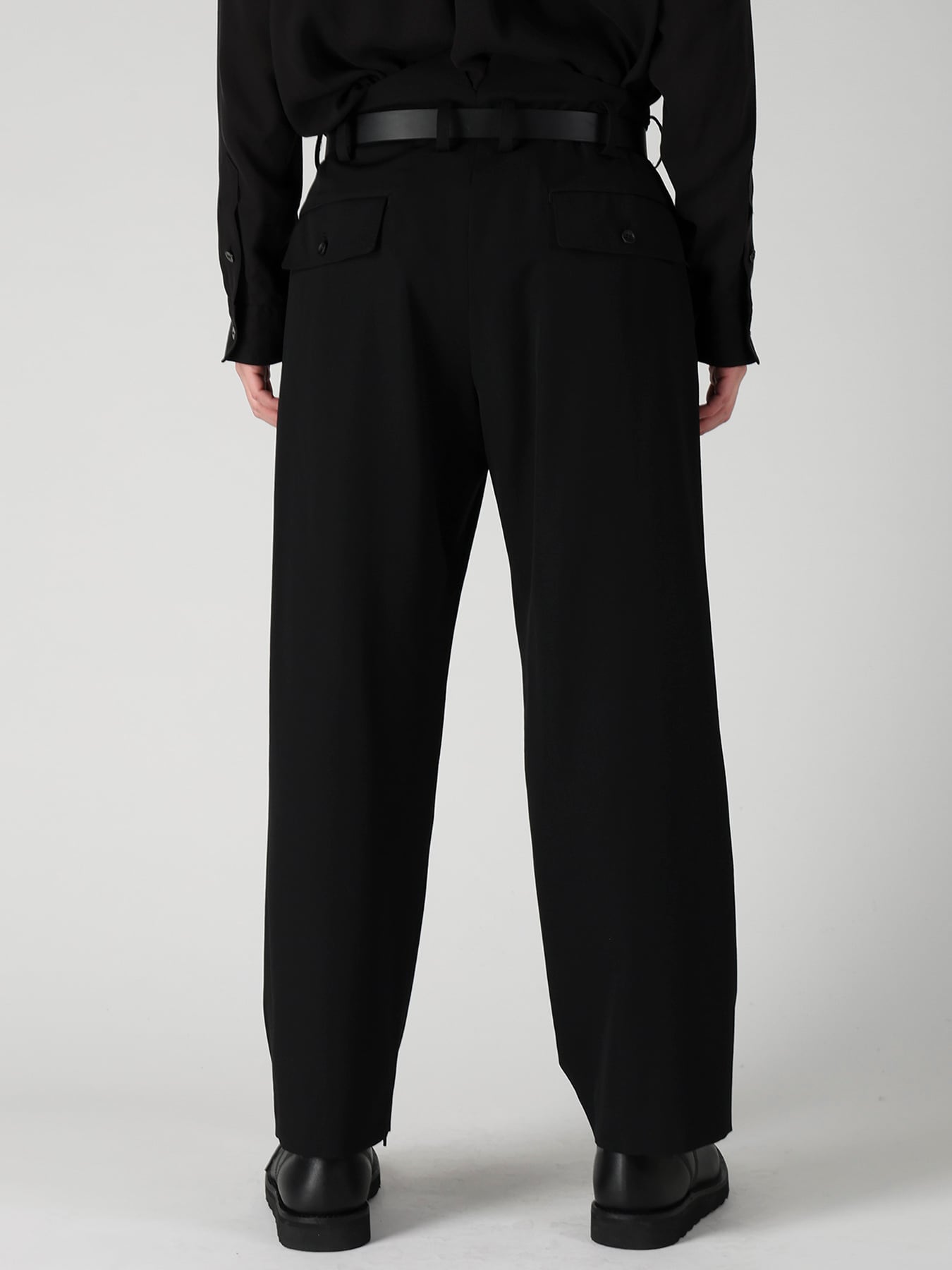 WOOL GABARDINE SUSPENDERS PANTS