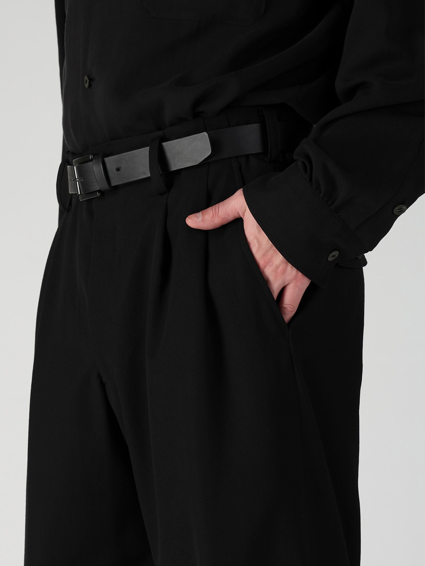 WOOL GABARDINE SUSPENDERS PANTS