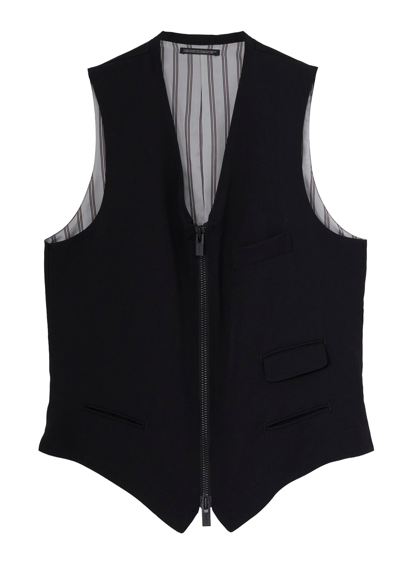 WOOL GABARDINE FRONT ZIP VEST