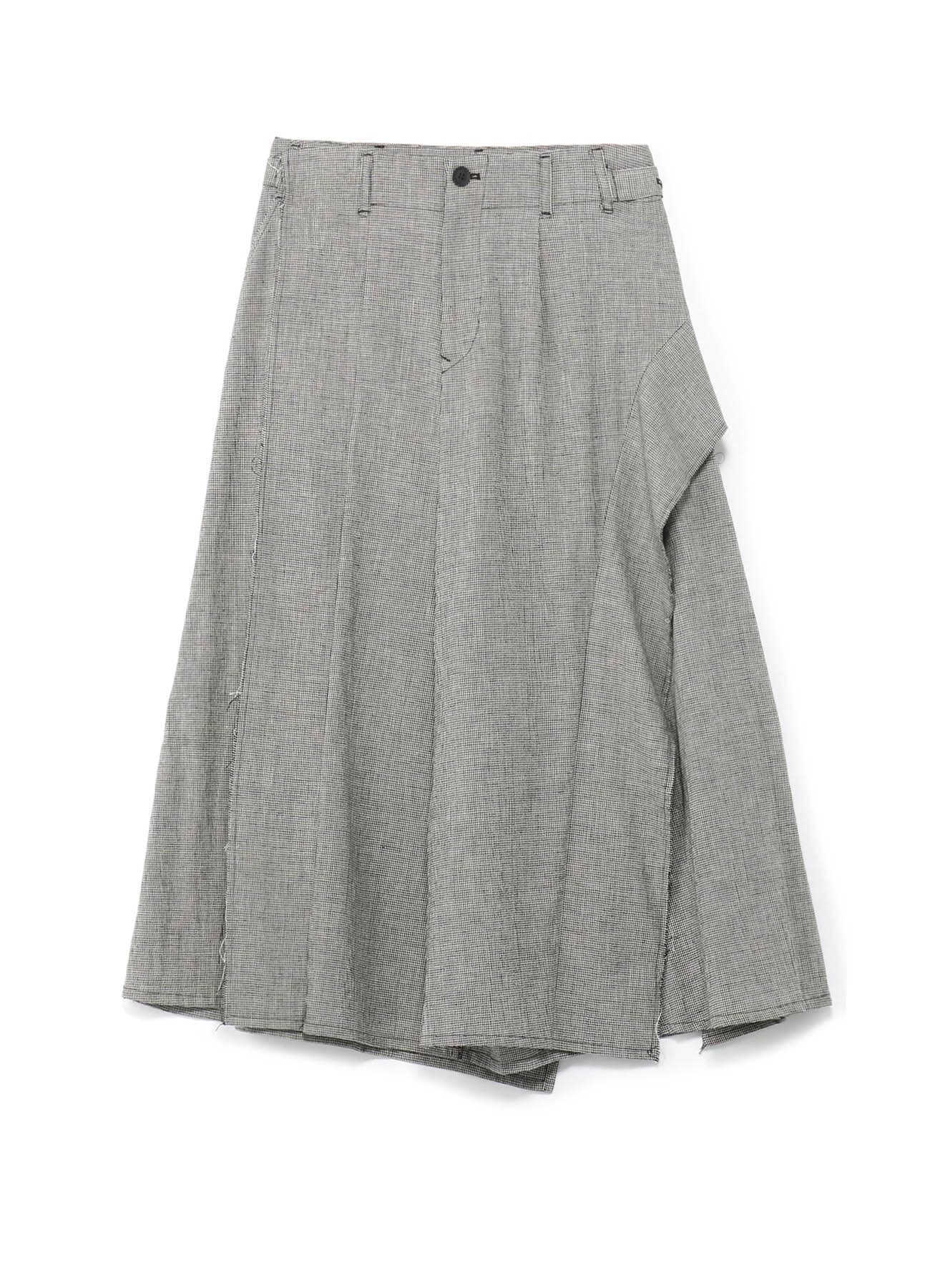 コットンリネン 左フラシ布付スカートパンツ