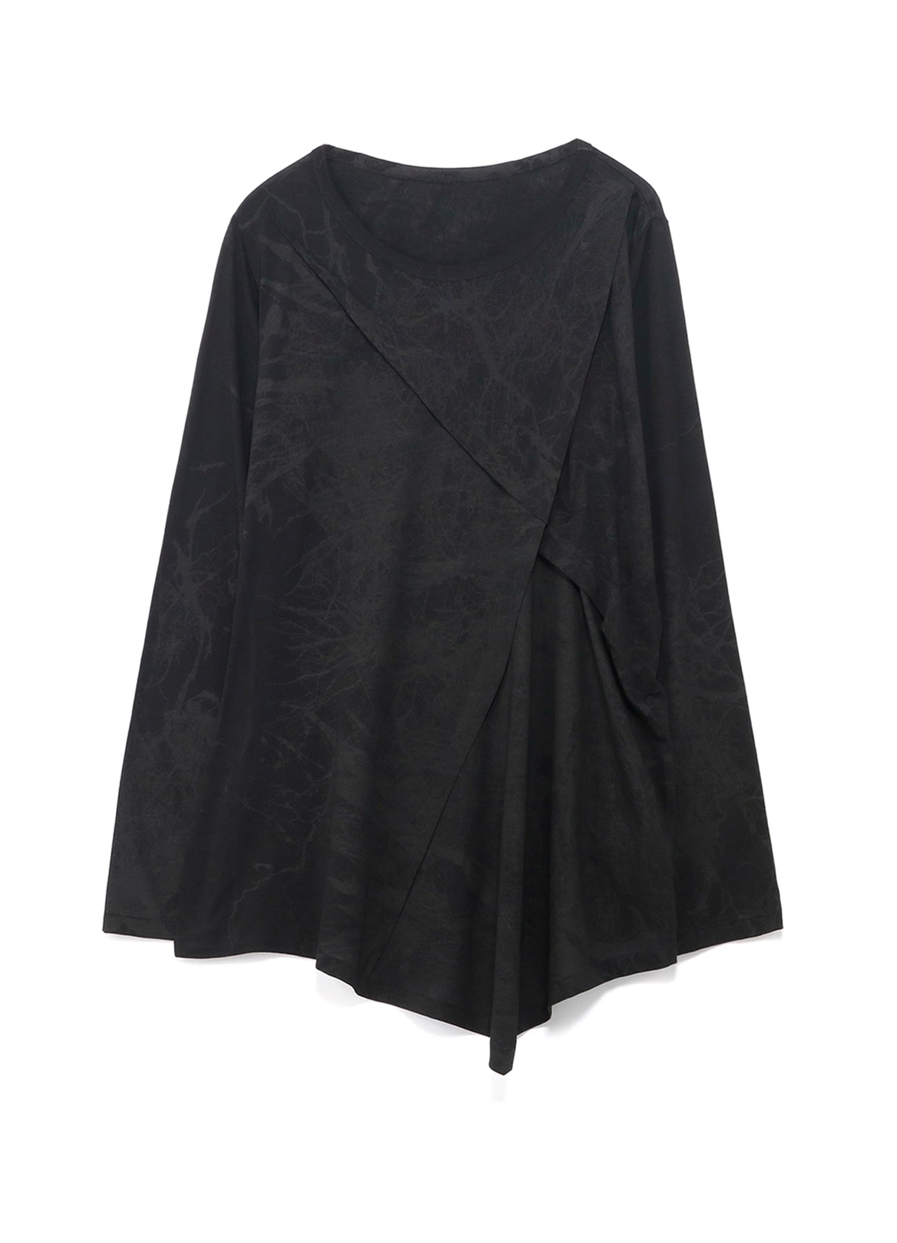 樹木柄プリント ダブルタック長袖