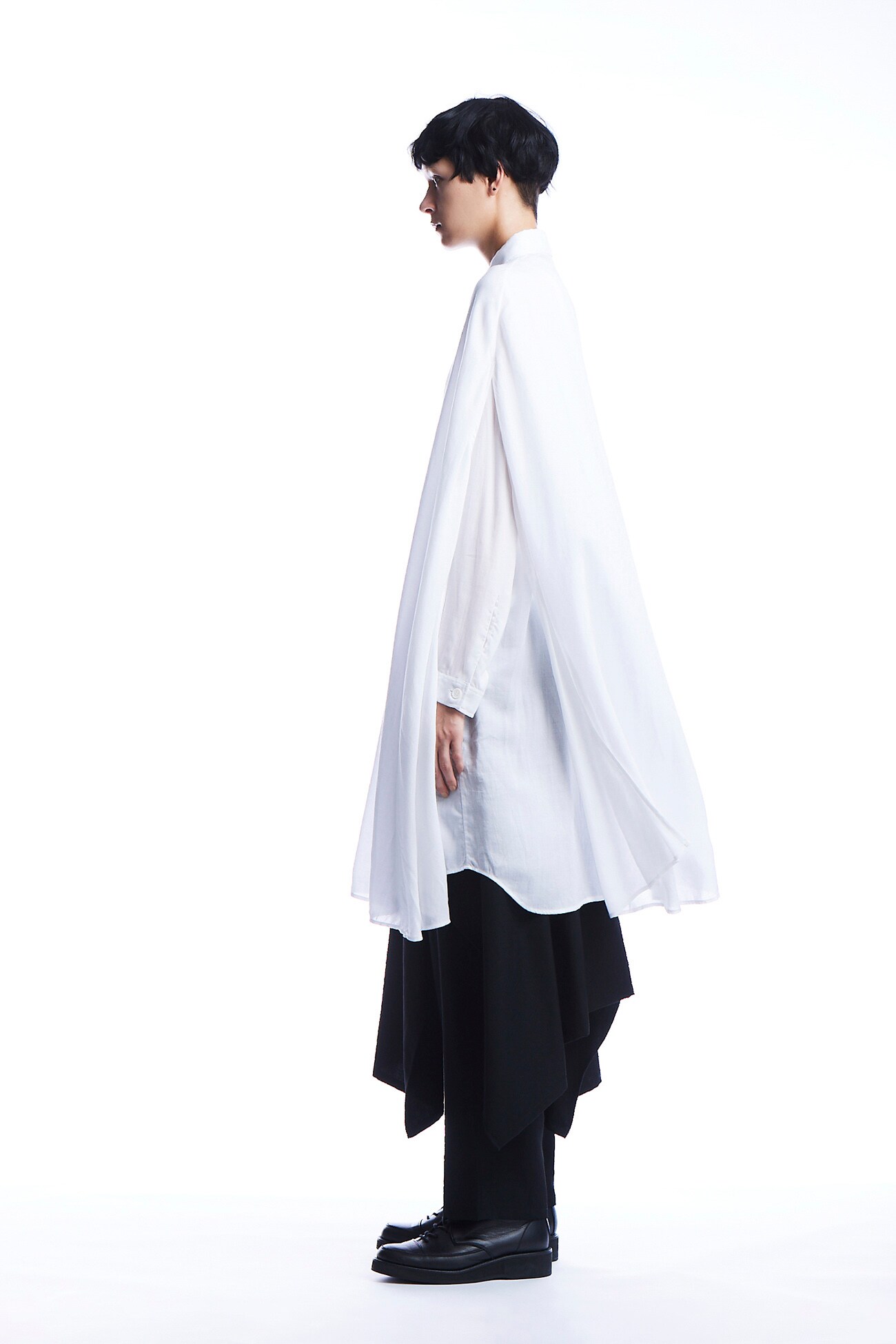 テンセルローン左マント付きブラウス Xs White Vintage The Shop Yohji Yamamoto