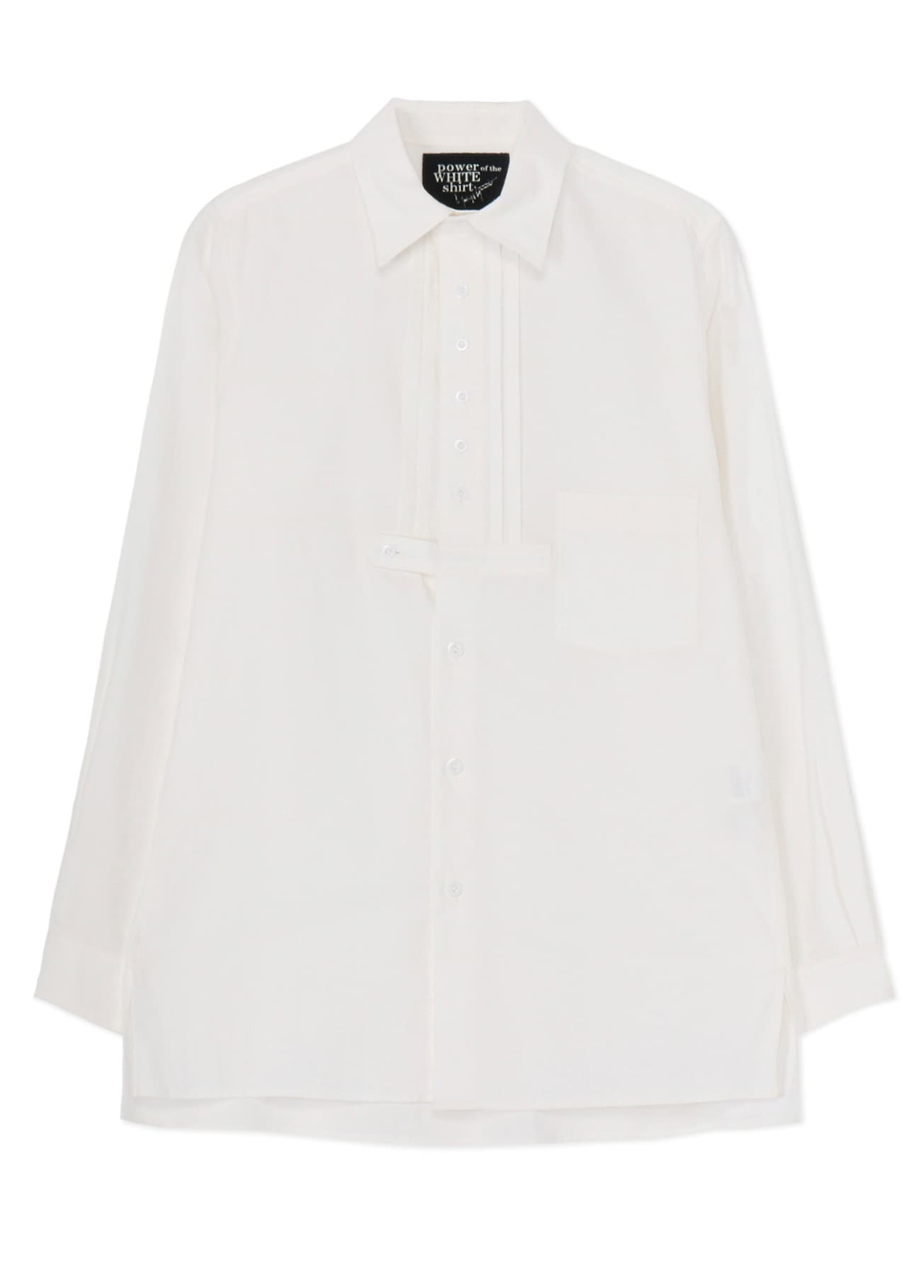 COTTON TWILL FRONT PLEATED DETAIL SHIRT
