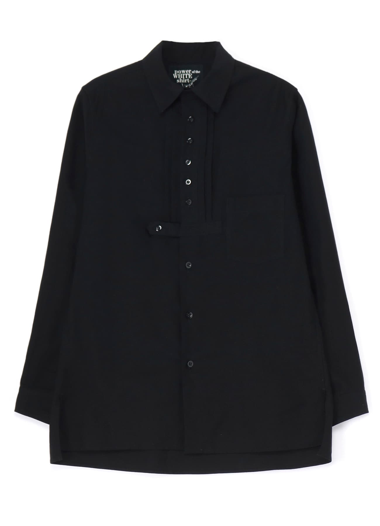 COTTON TWILL FRONT PLEATED DETAIL SHIRT