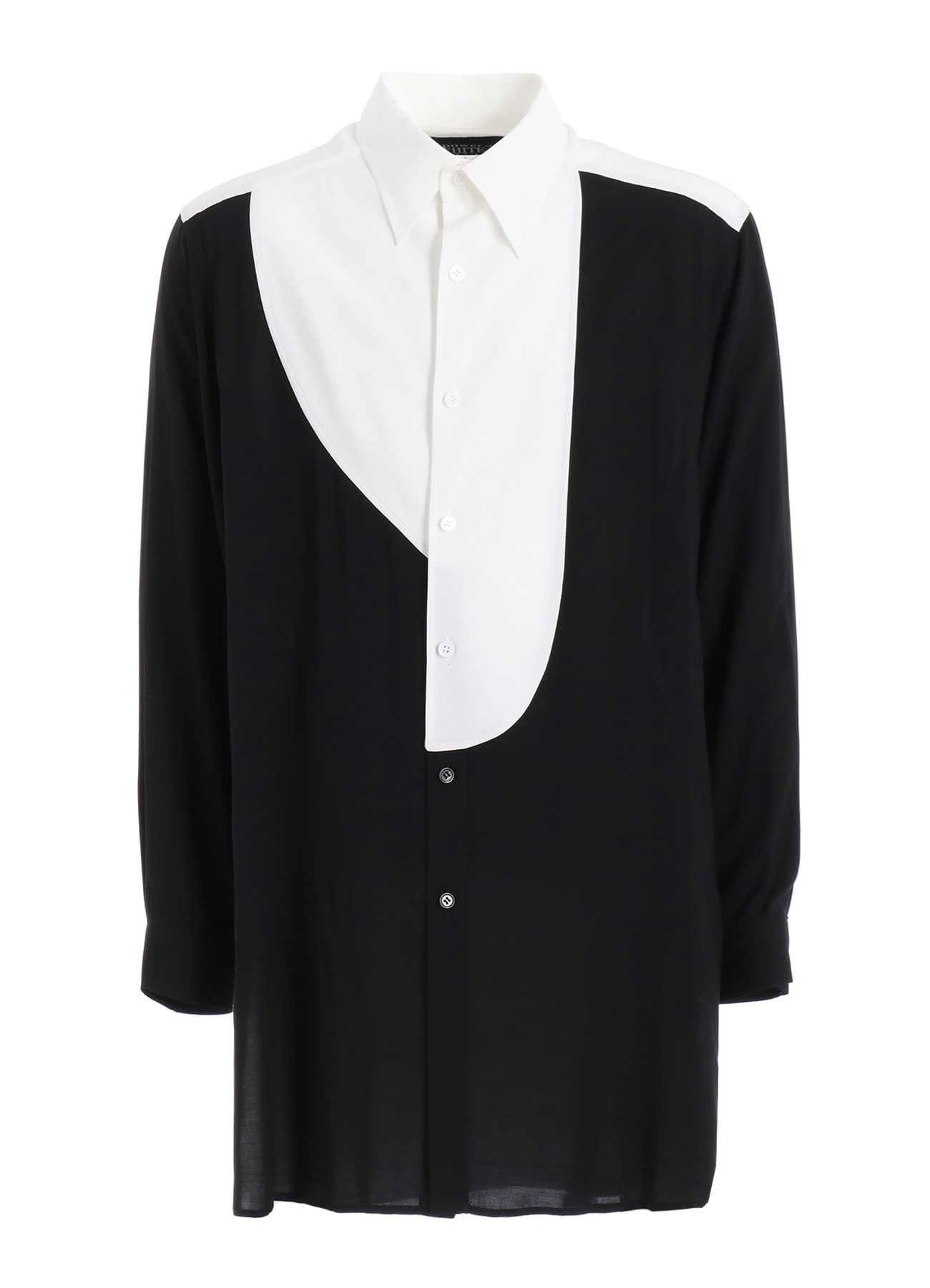 RAYON MONOCHROME PANEL TUCK COLLAR SHIRT