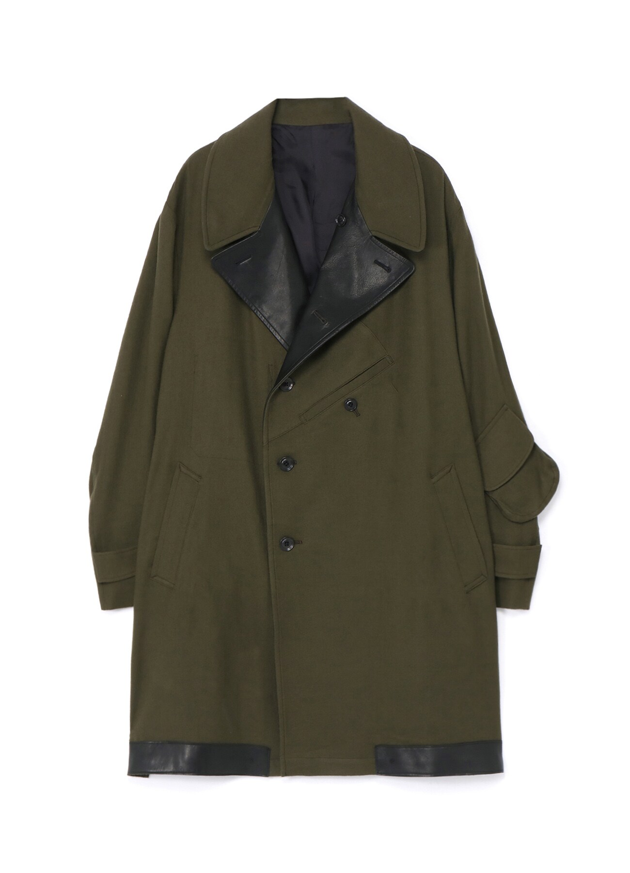 Y's BANG ON!No.186 WOOL VIYELLA SEMI DOUBLE HALF COAT(S Khaki