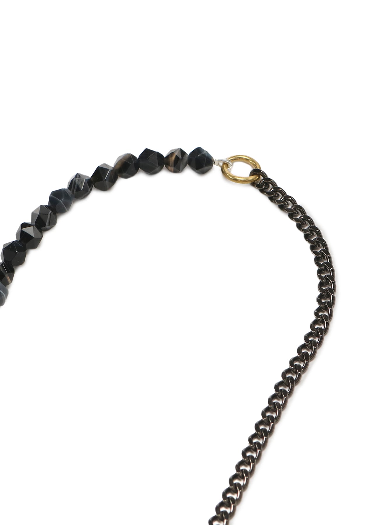 Onyx Brass Chain Necklace Bracelet(FREE SIZE Silver): S'YTE｜THE 