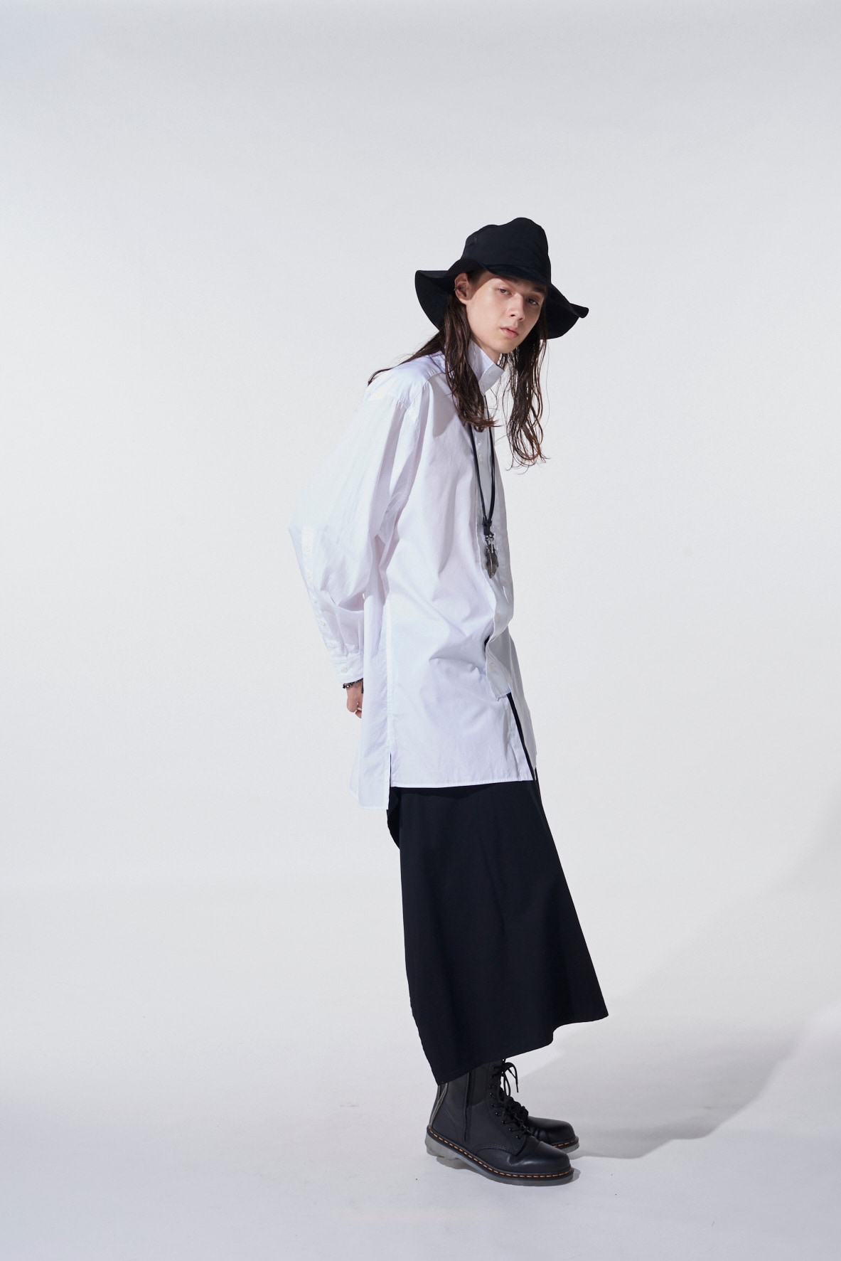 【11/21～11/25 Y's OMOTESANDO 先行販売】COTTON BROAD MULTI-BUTTONED SLEEVES STAND COLLAR SHIRT