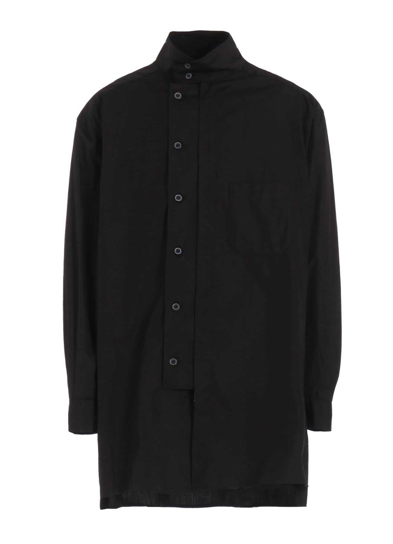 COTTON BROAD MULTI-BUTTONED SLEEVES STAND COLLAR SHIRT