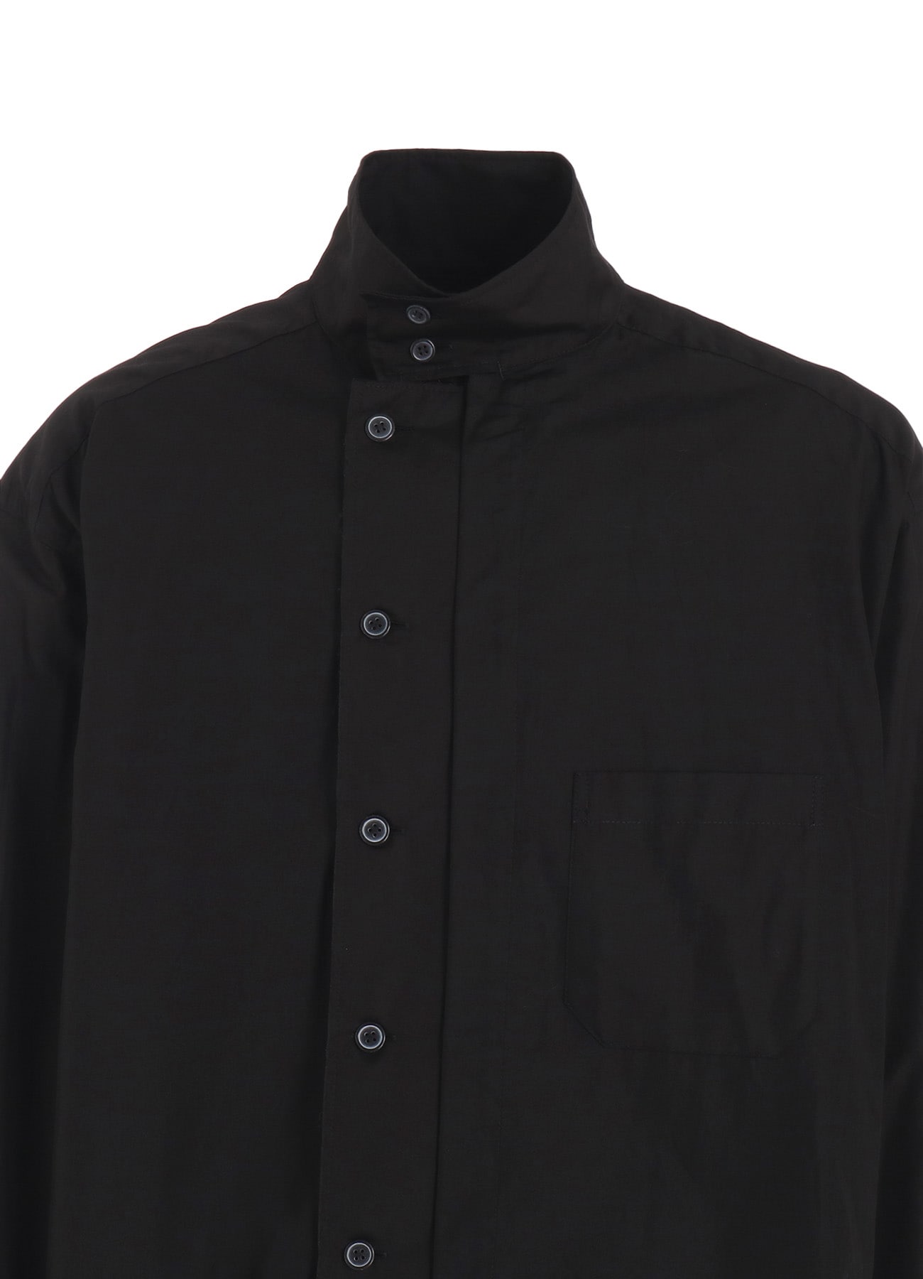 COTTON BROAD MULTI-BUTTONED SLEEVES STAND COLLAR SHIRT