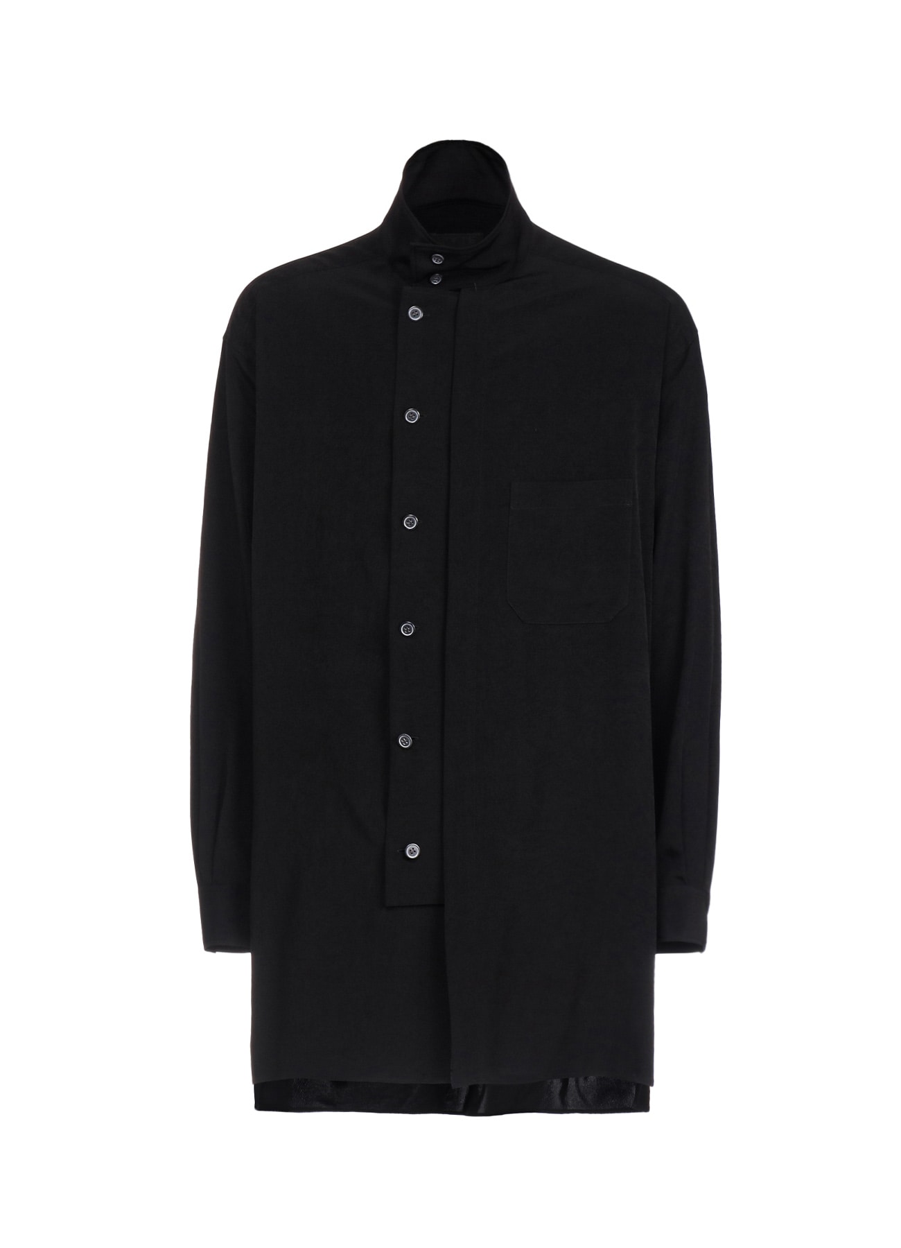 CREPE de CHINE MULTI-BUTTONED SLEEVES STAND COLLAR SHIRT