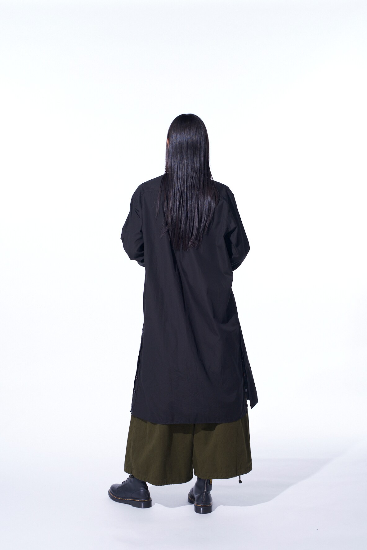 【11/21～11/25 Y's OMOTESANDO 先行販売】COTTON BROAD BUTTON SLITS LONG SHIRT