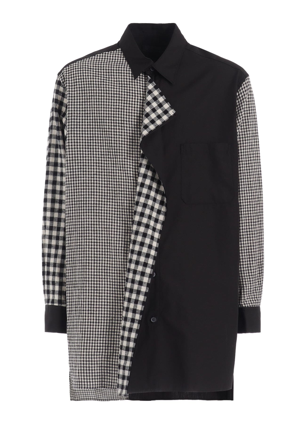 GINGHAM CHECK COMBINATION DRAPED SHIRT