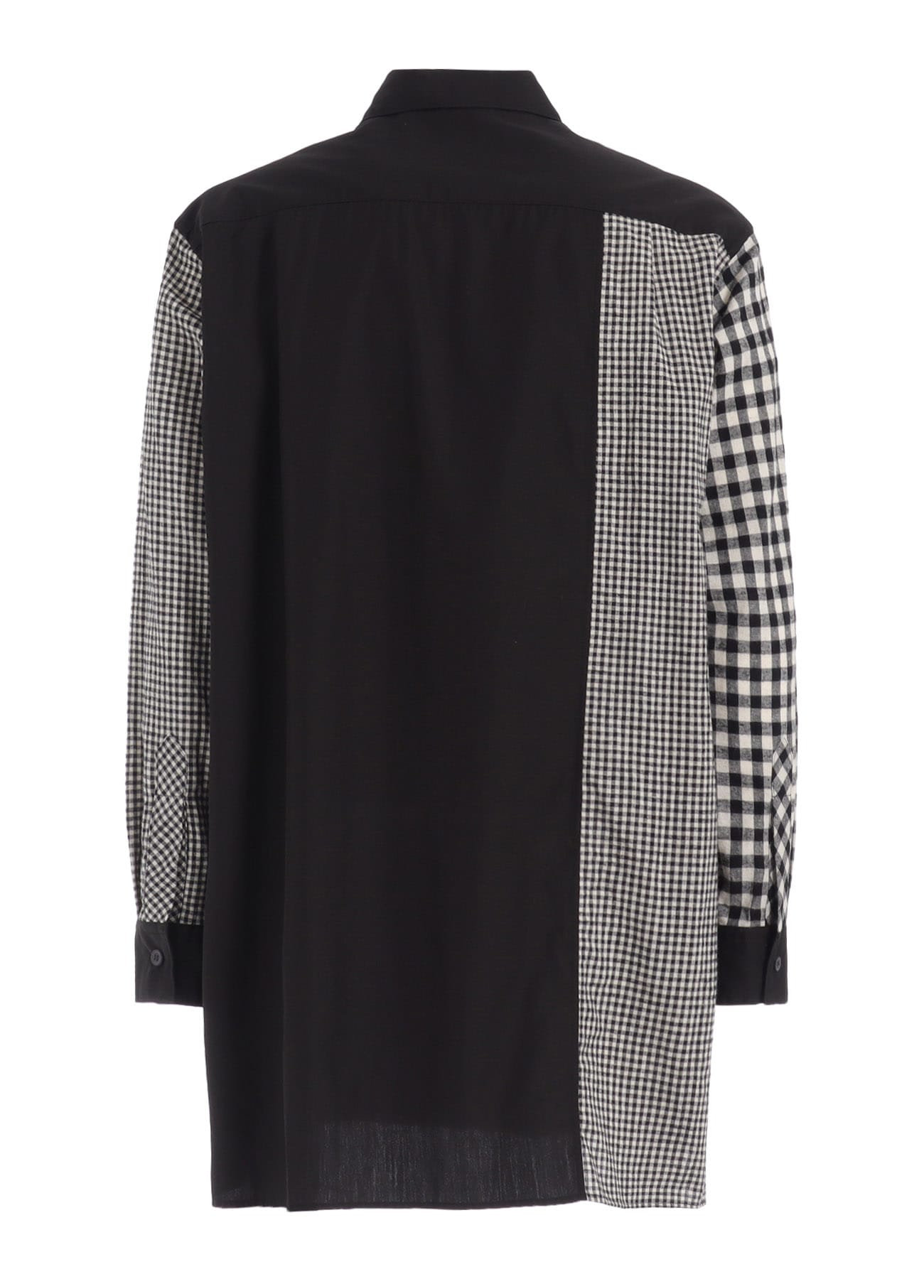 GINGHAM CHECK COMBINATION DRAPED SHIRT