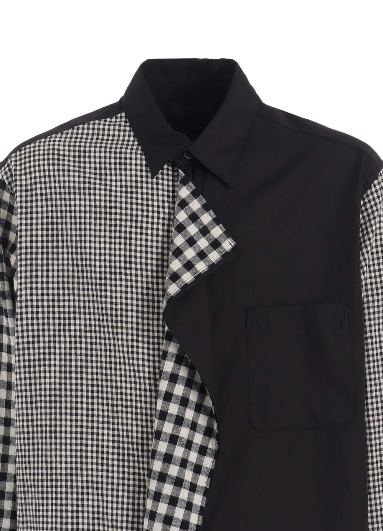 GINGHAM CHECK COMBINATION DRAPED SHIRT