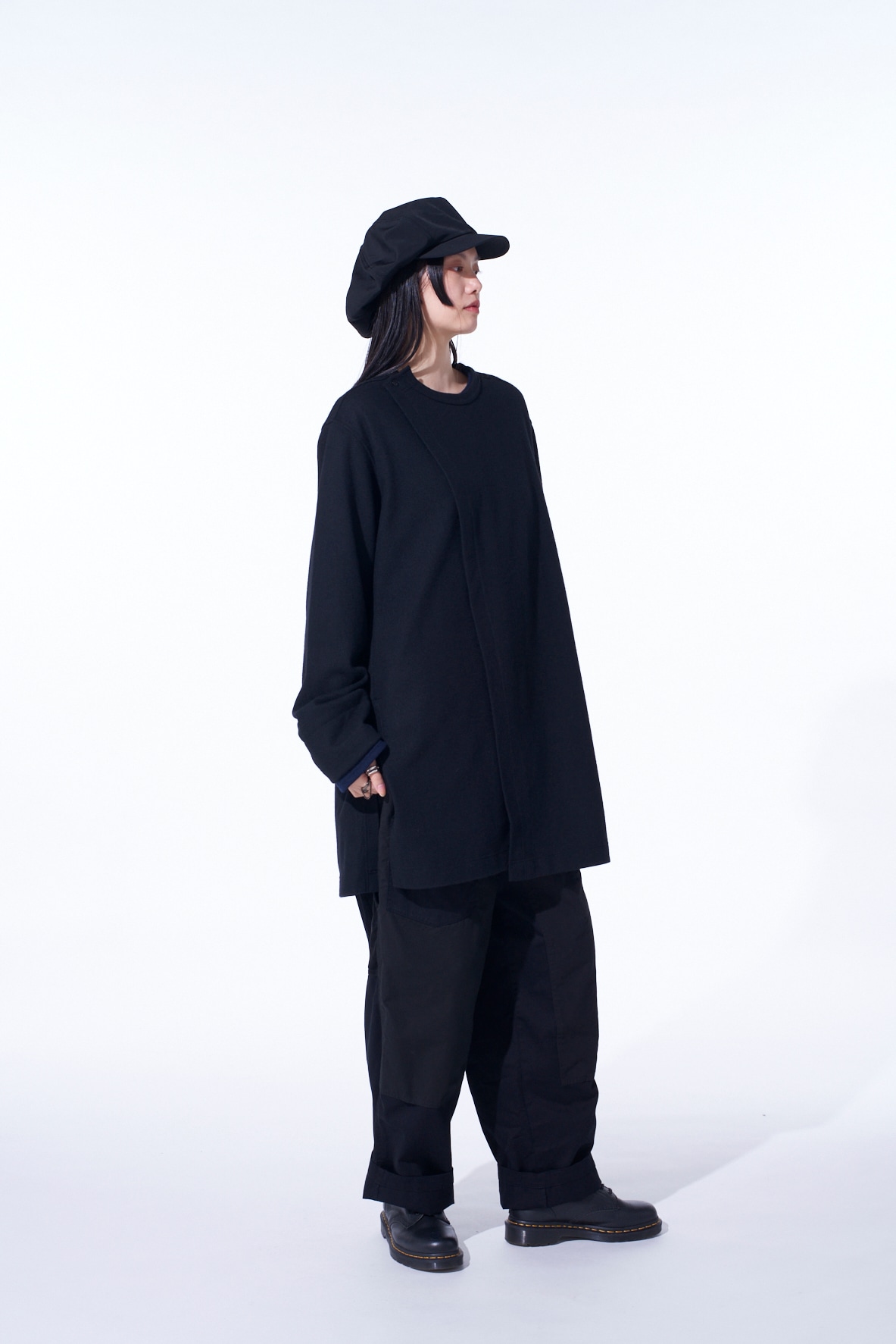 AIRY JERSEY FRONT LAYER BAND COLLER SHIRT