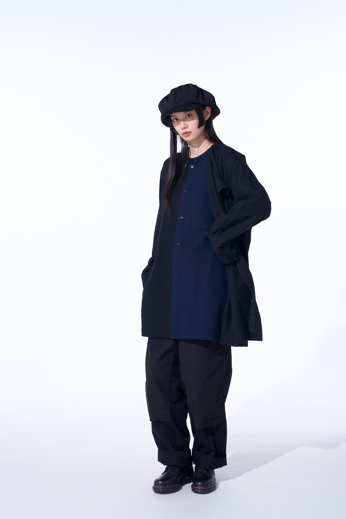 AIRY JERSEY FRONT LAYER BAND COLLER SHIRT