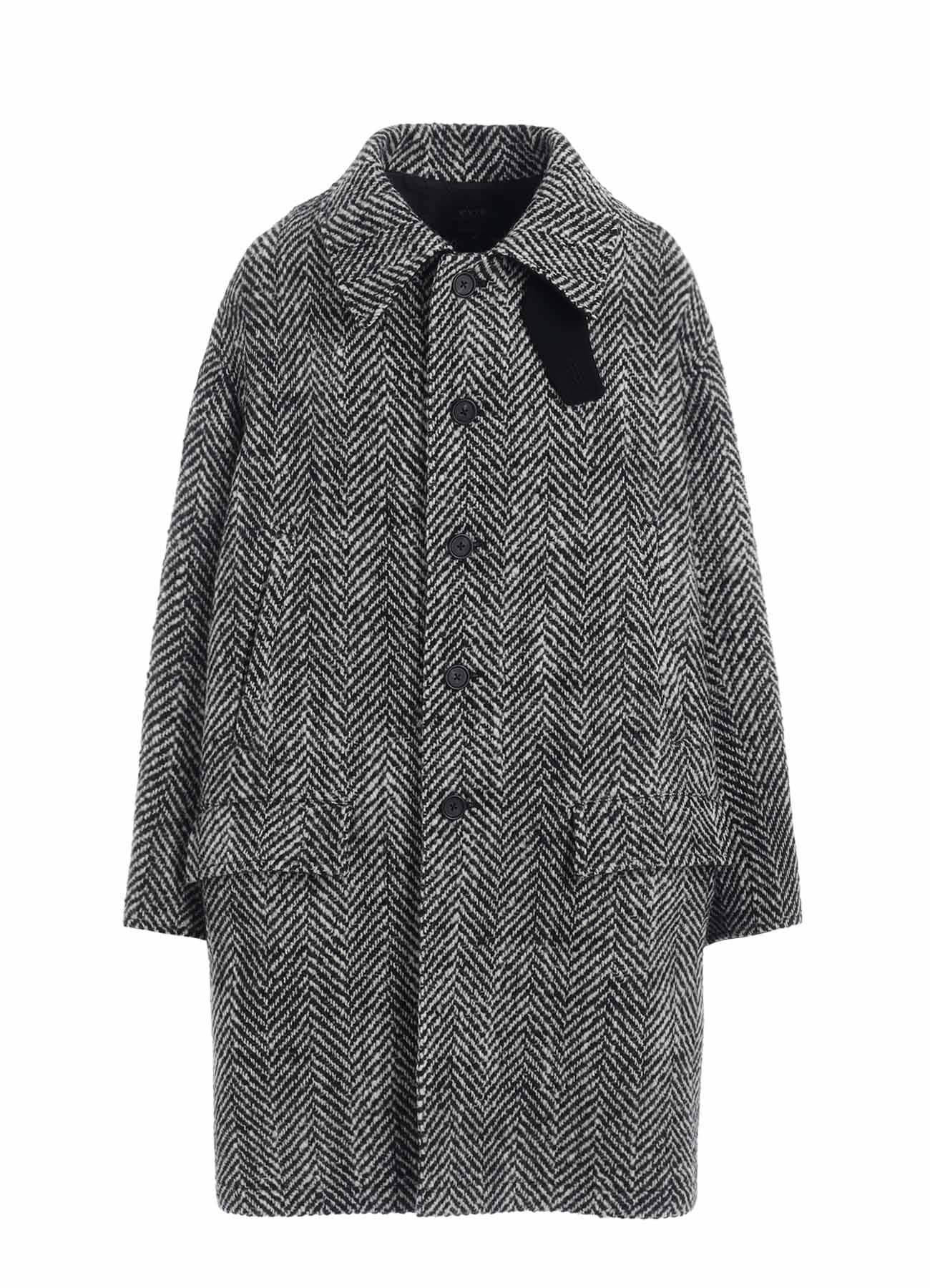 【11/21～11/25 Y's OMOTESANDO 先行販売】HERRINGBONE TWEED OVERSIZED SOUTIEN COLLAR COAT