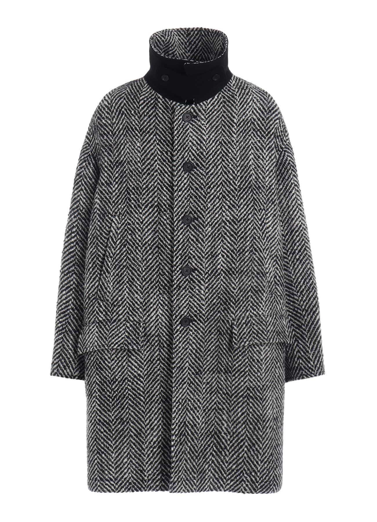 【11/21～11/25 Y's OMOTESANDO 先行販売】HERRINGBONE TWEED OVERSIZED SOUTIEN COLLAR COAT