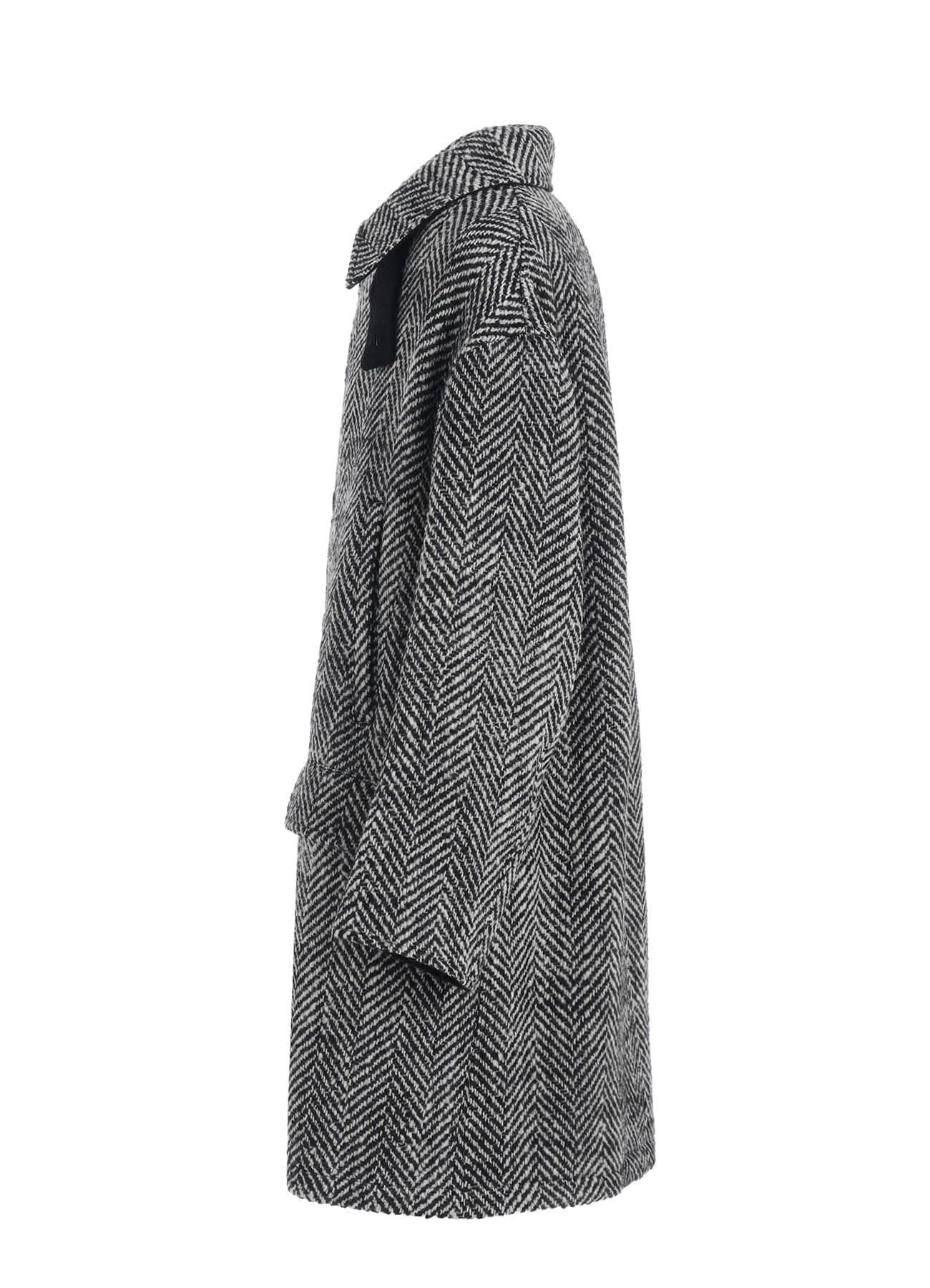 【11/21～11/25 Y's OMOTESANDO 先行販売】HERRINGBONE TWEED OVERSIZED SOUTIEN COLLAR COAT