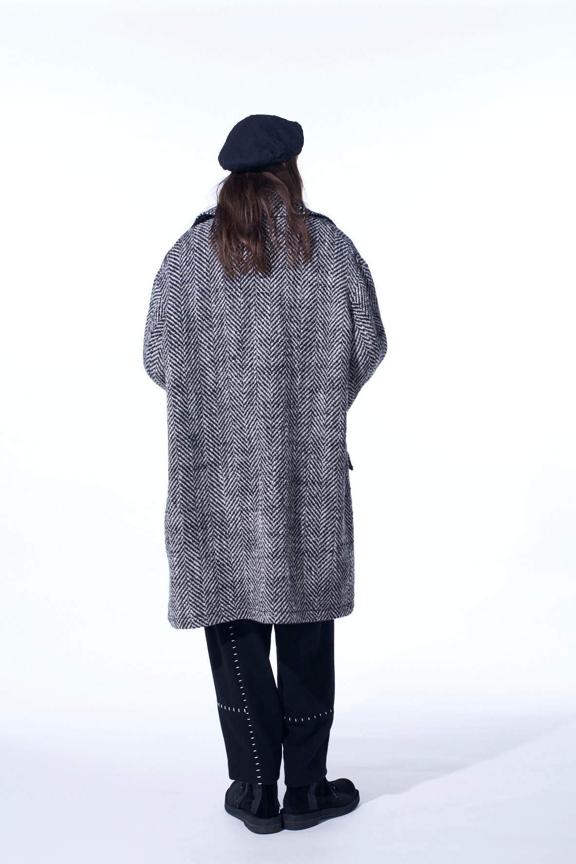 【11/21～11/25 Y's OMOTESANDO 先行販売】HERRINGBONE TWEED OVERSIZED SOUTIEN COLLAR COAT