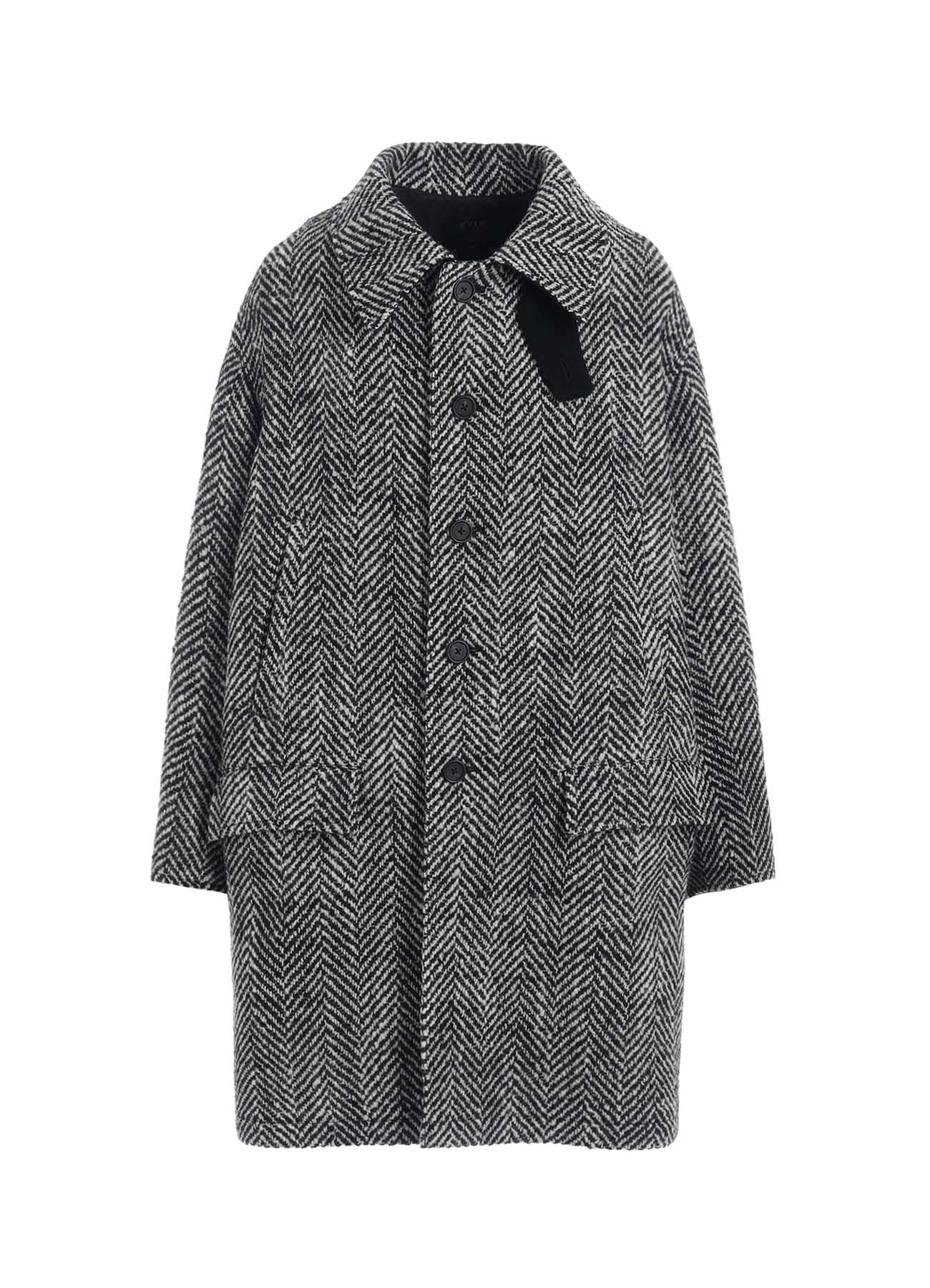 【11/21～11/25 Y's OMOTESANDO 先行販売】HERRINGBONE TWEED OVERSIZED SOUTIEN COLLAR COAT