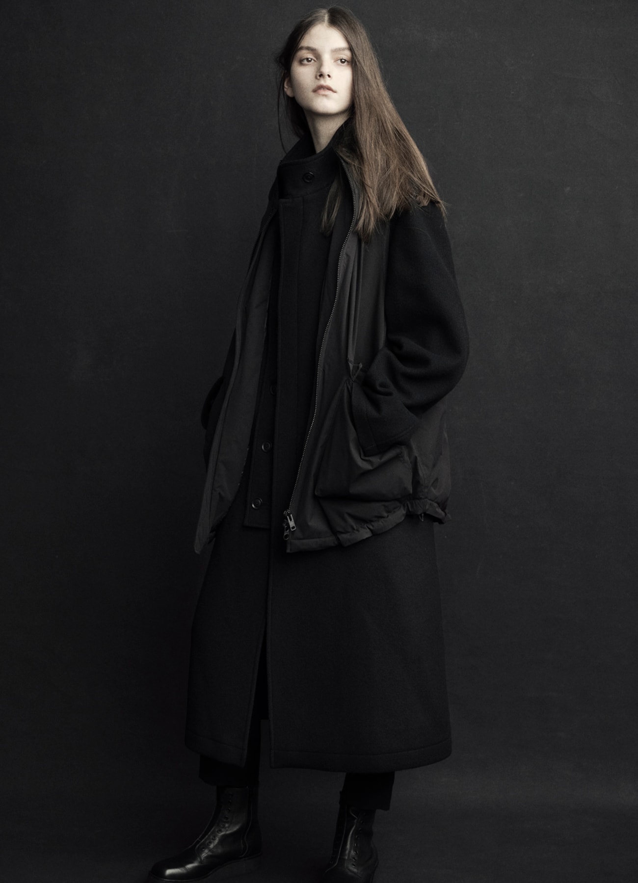 【11/21～11/25 Y's OMOTESANDO 先行販売】DOUBLE-WEAVE MELTON STAND COLLAR COAT