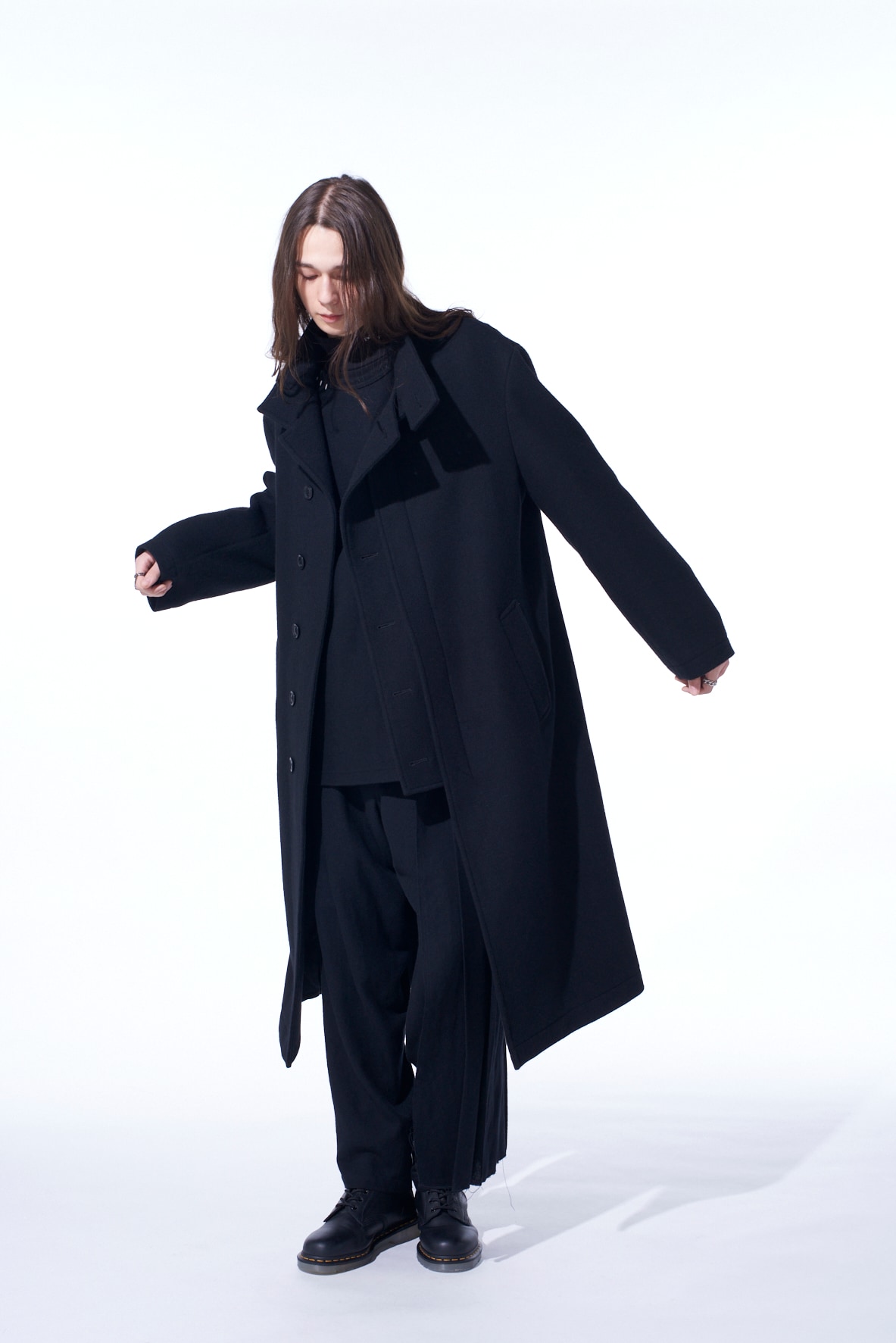 【11/21～11/25 Y's OMOTESANDO 先行販売】DOUBLE-WEAVE MELTON STAND COLLAR COAT