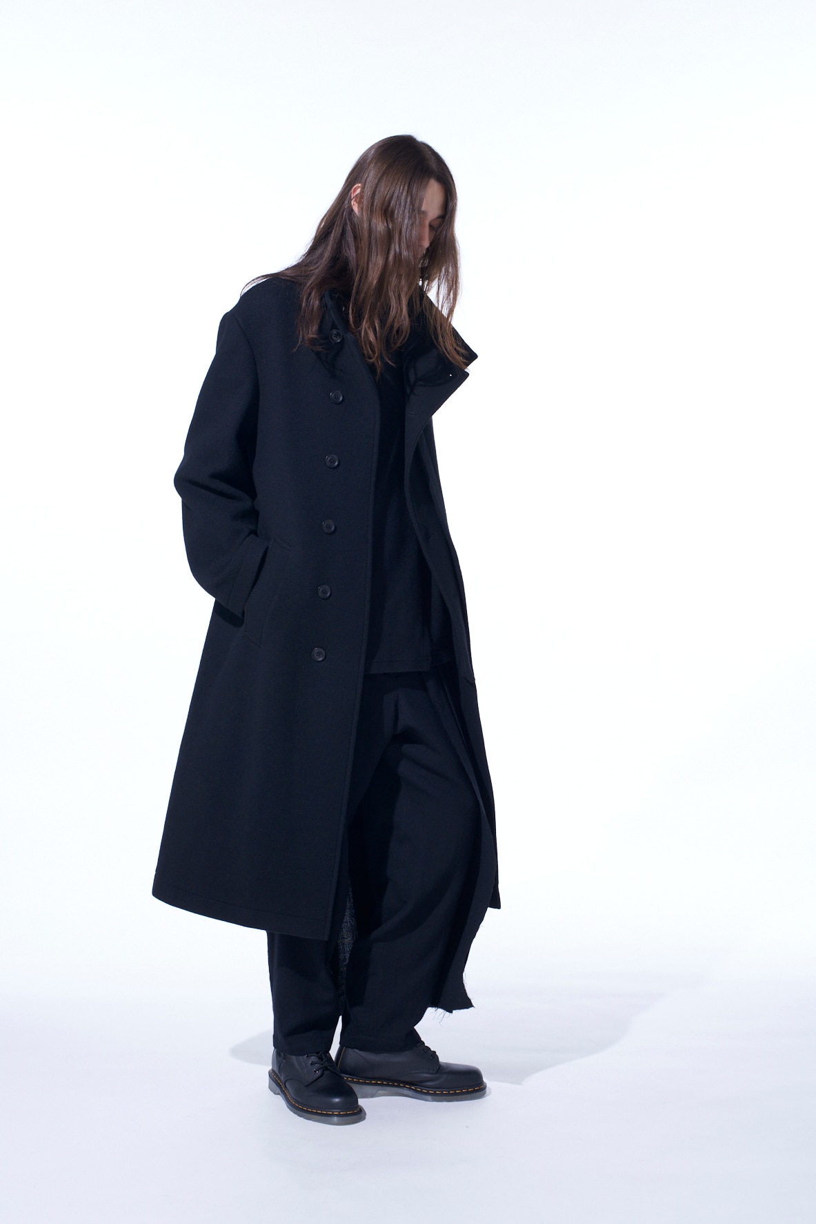 【11/21～11/25 Y's OMOTESANDO 先行販売】DOUBLE-WEAVE MELTON STAND COLLAR COAT