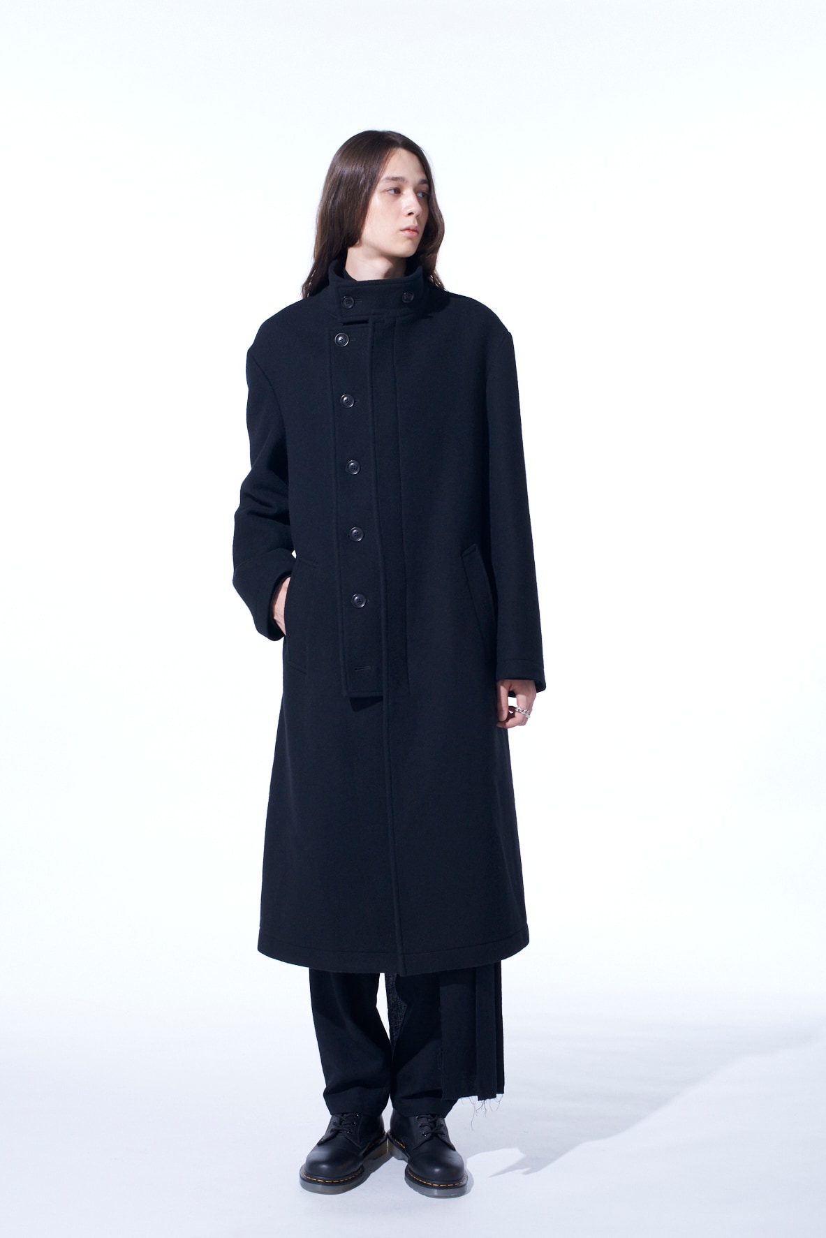 【11/21～11/25 Y's OMOTESANDO 先行販売】DOUBLE-WEAVE MELTON STAND COLLAR COAT