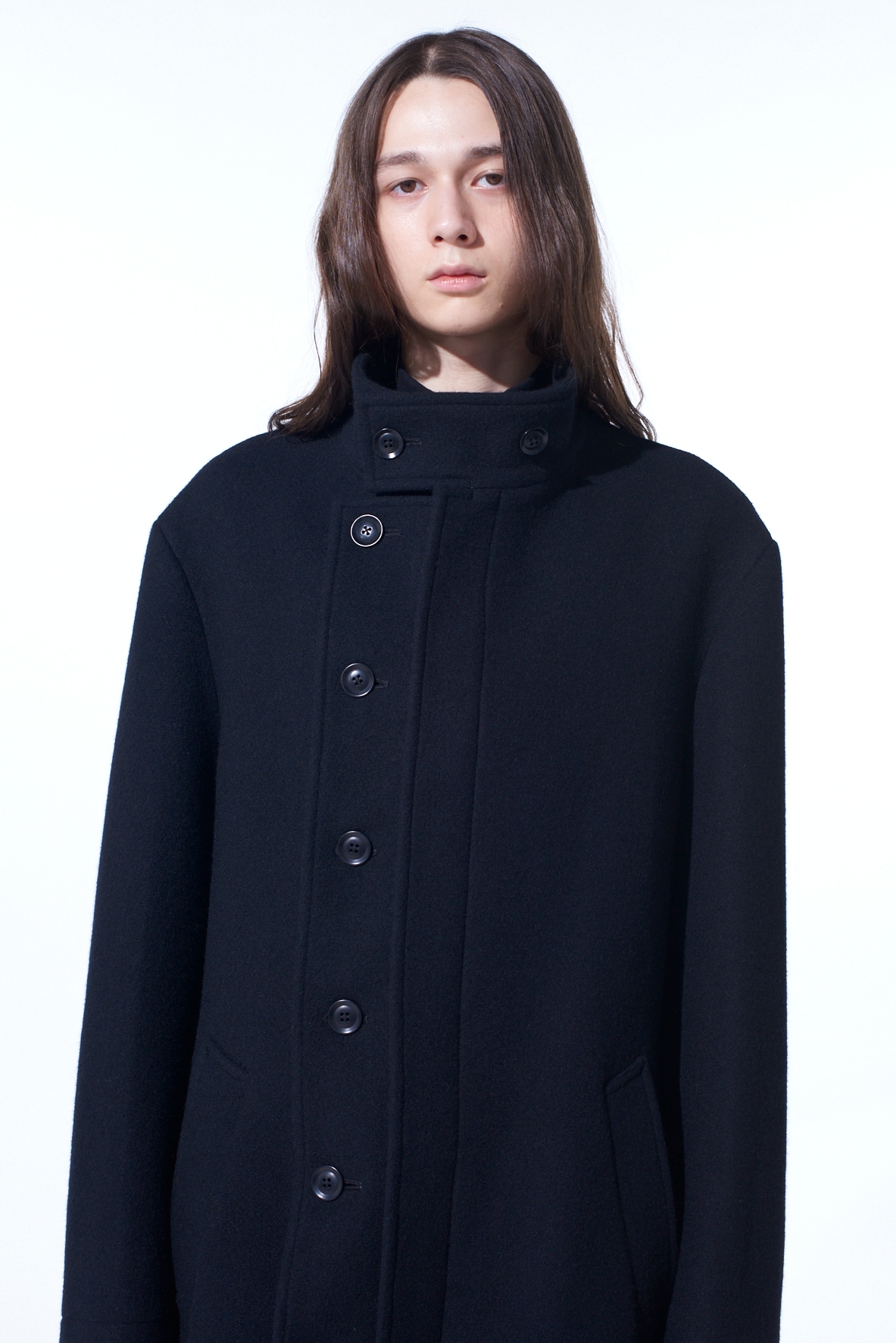 【11/21～11/25 Y's OMOTESANDO 先行販売】DOUBLE-WEAVE MELTON STAND COLLAR COAT