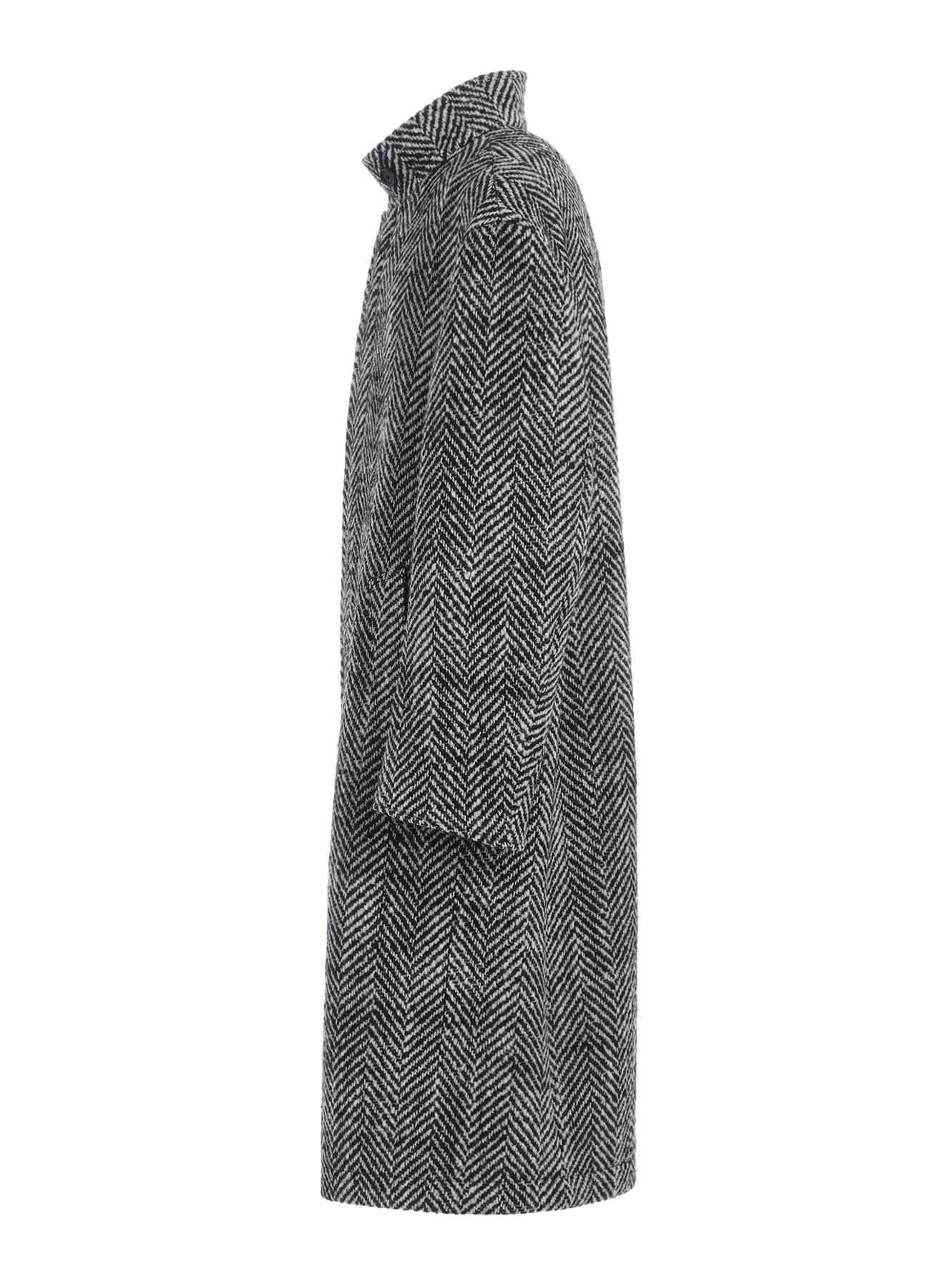 【11/21～11/25 Y's OMOTESANDO 先行販売】HERRINGBONE TWEED STAND COLLAR COAT