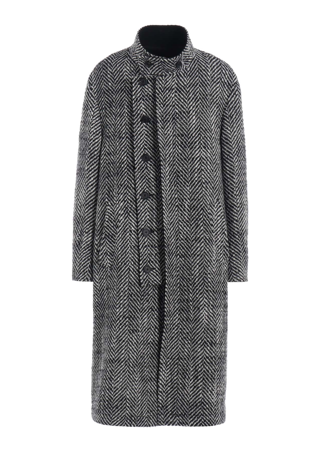 【11/21～11/25 Y's OMOTESANDO 先行販売】HERRINGBONE TWEED STAND COLLAR COAT