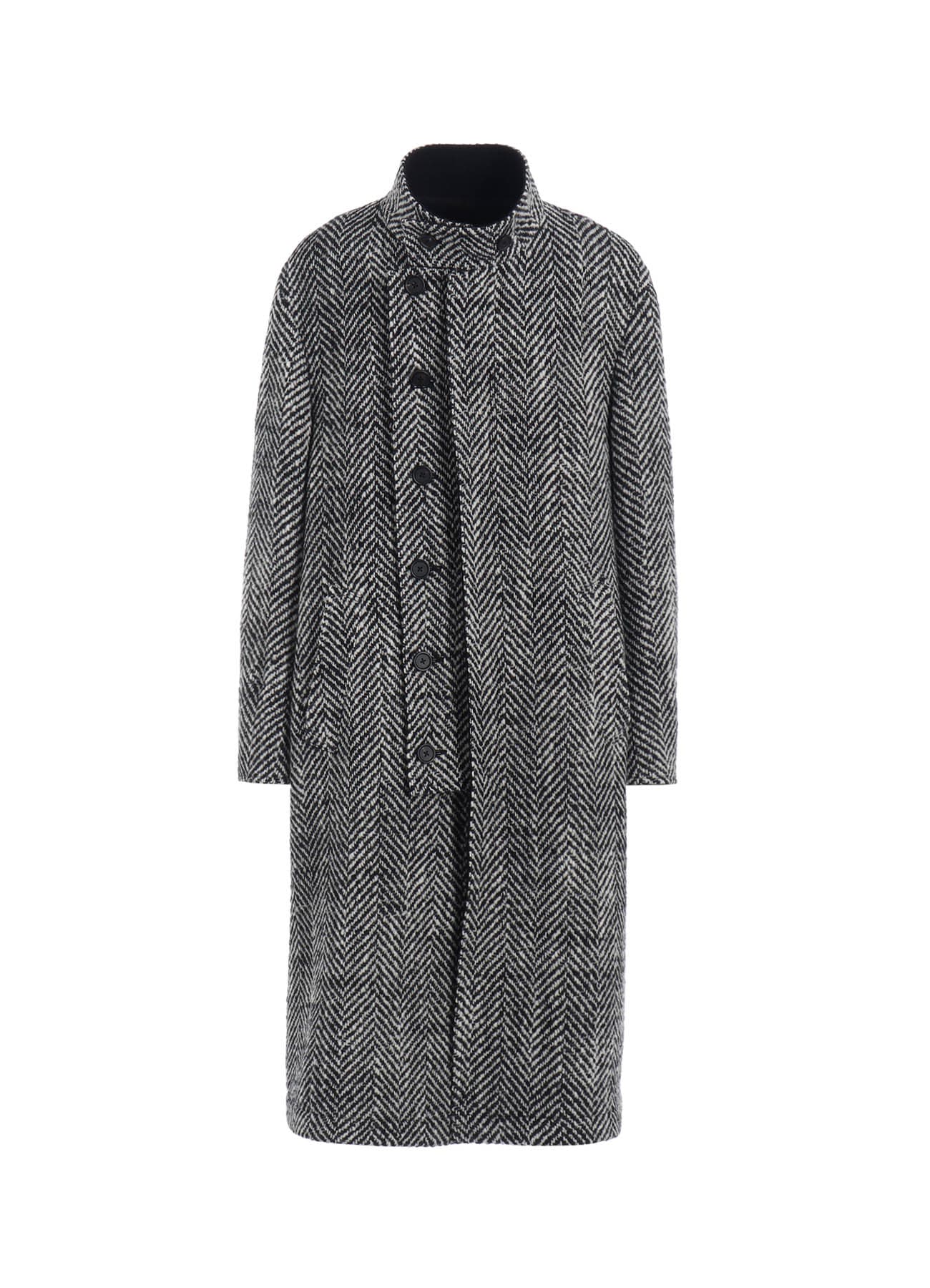 【11/21～11/25 Y's OMOTESANDO 先行販売】HERRINGBONE TWEED STAND COLLAR COAT