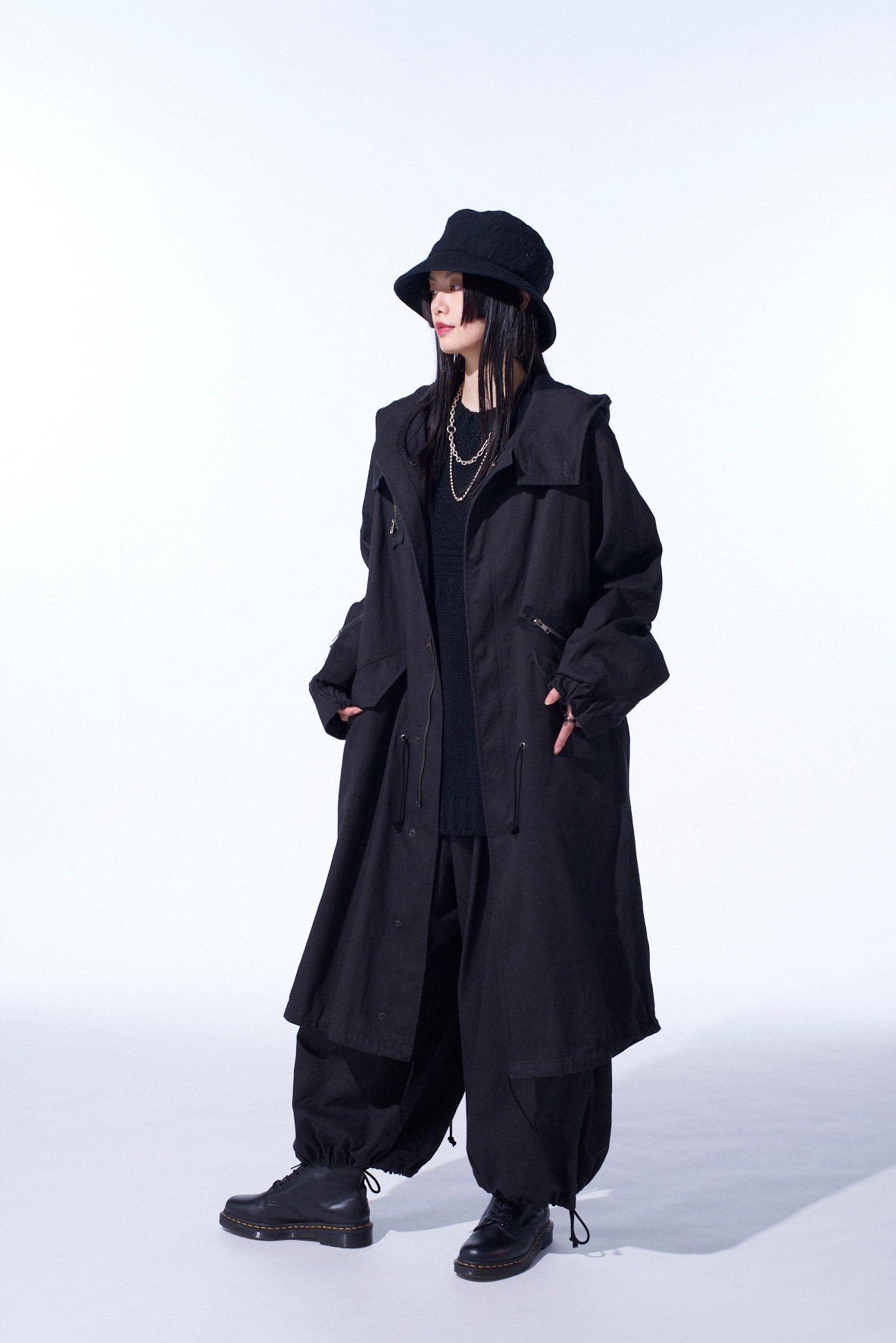 COTTON DRILL ZIPPER MODS COAT