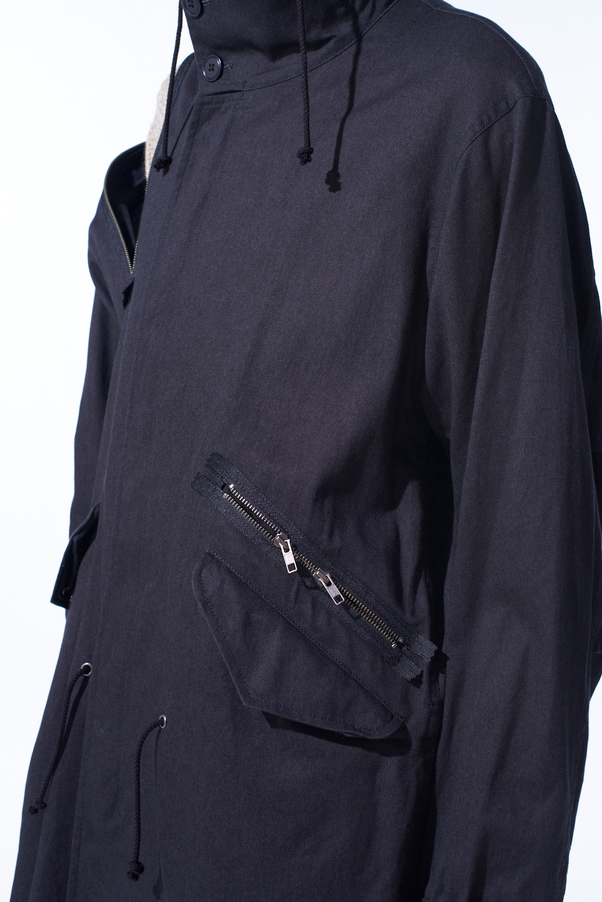 COTTON DRILL ZIPPER MODS COAT