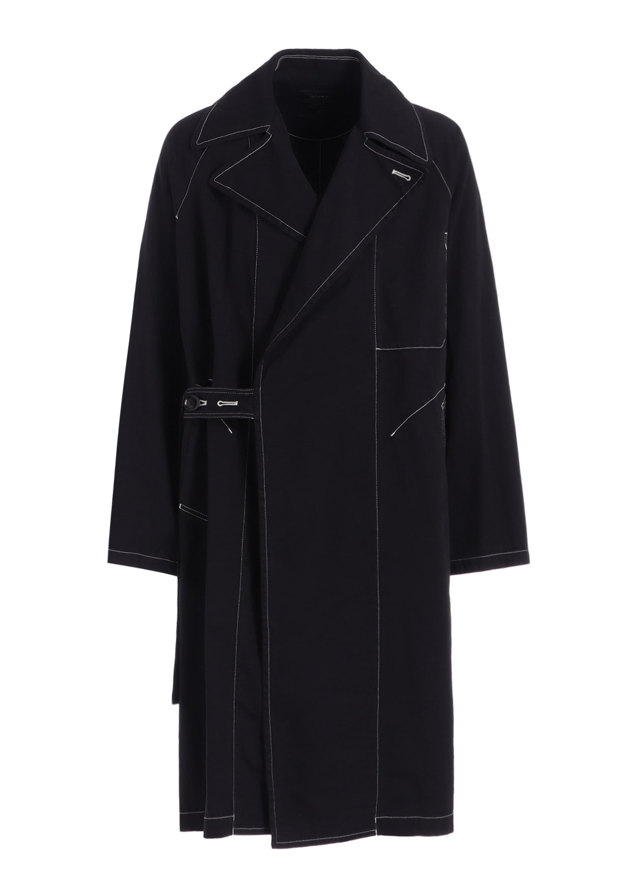 COTTON TWILL GARMENT DYED TIE-LOCKEN COAT