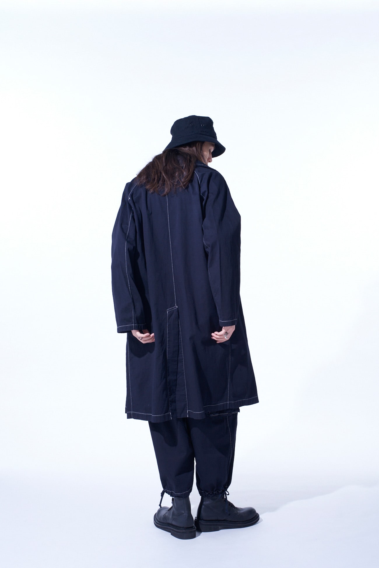 COTTON TWILL GARMENT DYED TIE-LOCKEN COAT