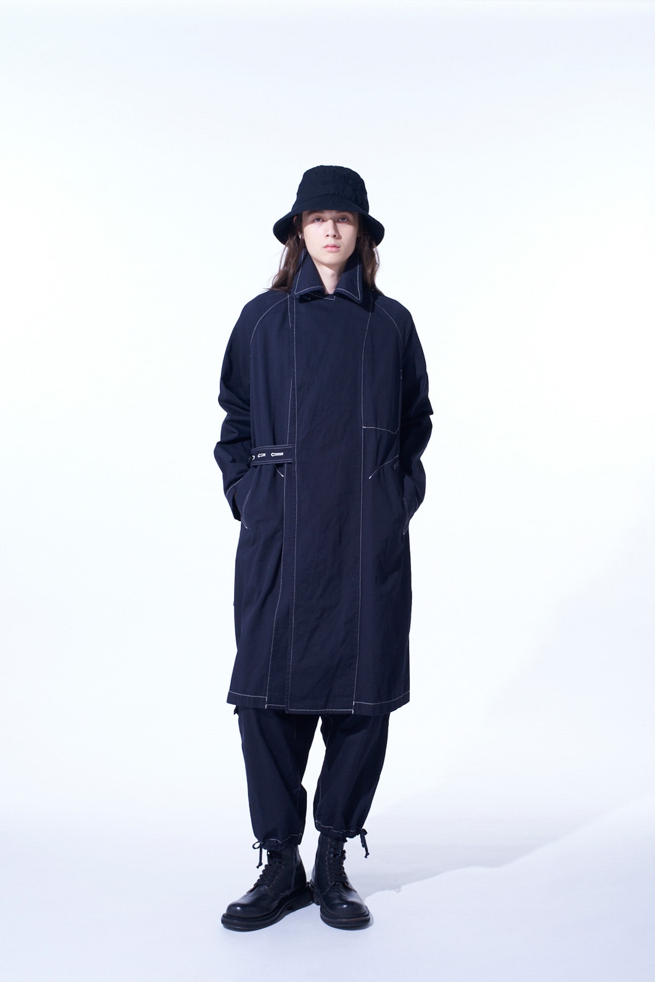 COTTON TWILL GARMENT DYED TIE-LOCKEN COAT