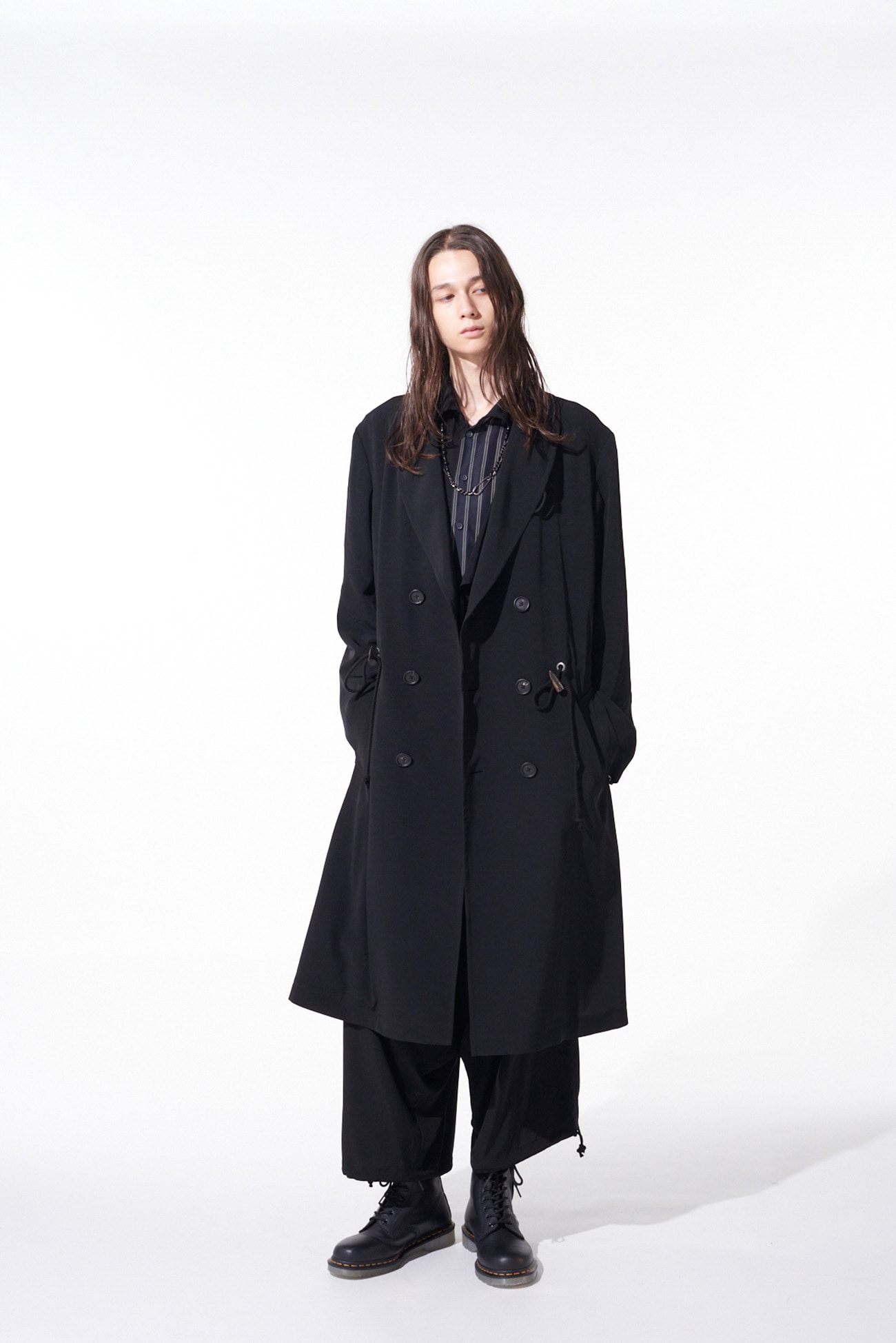 CREPE de CHINE SHAWL COLLAR DOUBLE-BREASTED COAT