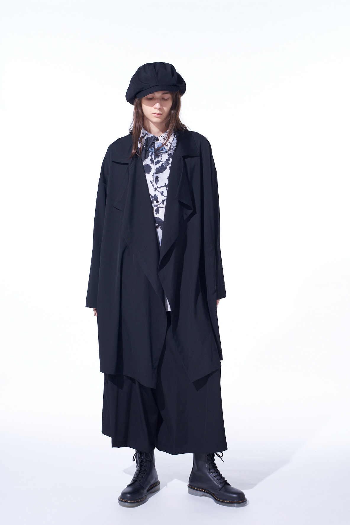 【11/21～11/25 Y's OMOTESANDO 先行販売】WASHER WOOL GABARDINE FLAME DOUBLE DRAPE COAT