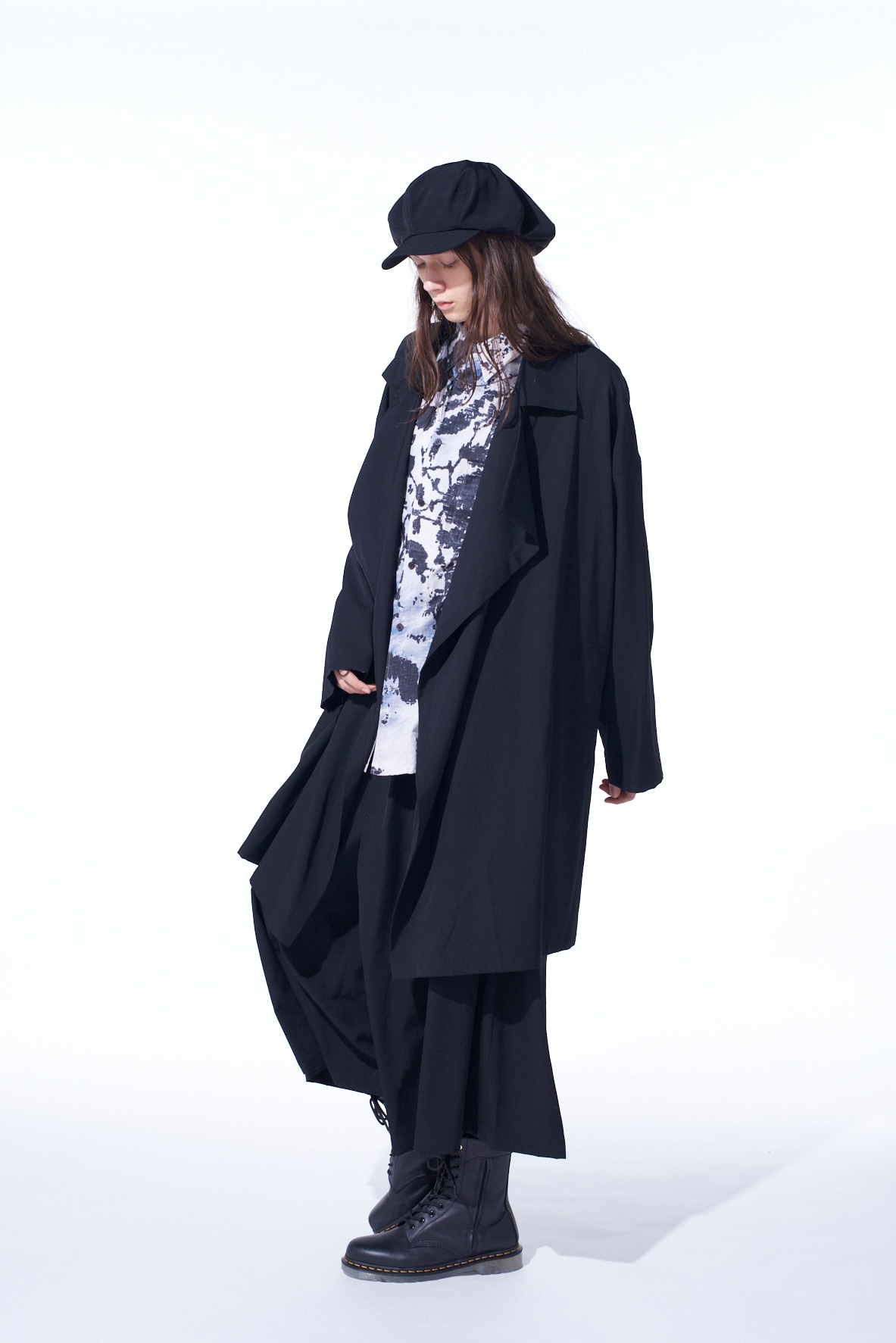 【11/21～11/25 Y's OMOTESANDO 先行販売】WASHER WOOL GABARDINE FLAME DOUBLE DRAPE COAT