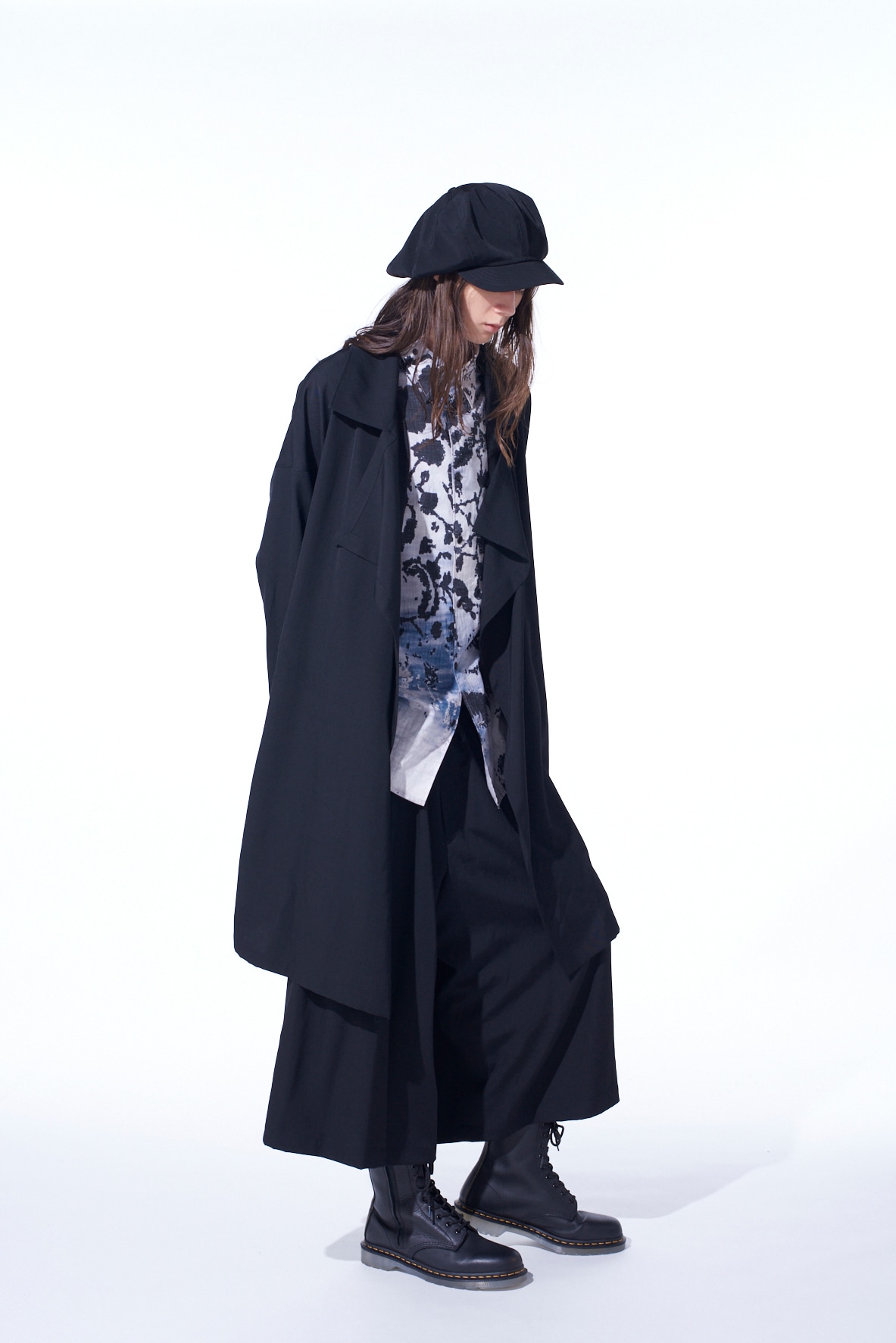 【11/21～11/25 Y's OMOTESANDO 先行販売】WASHER WOOL GABARDINE FLAME DOUBLE DRAPE COAT