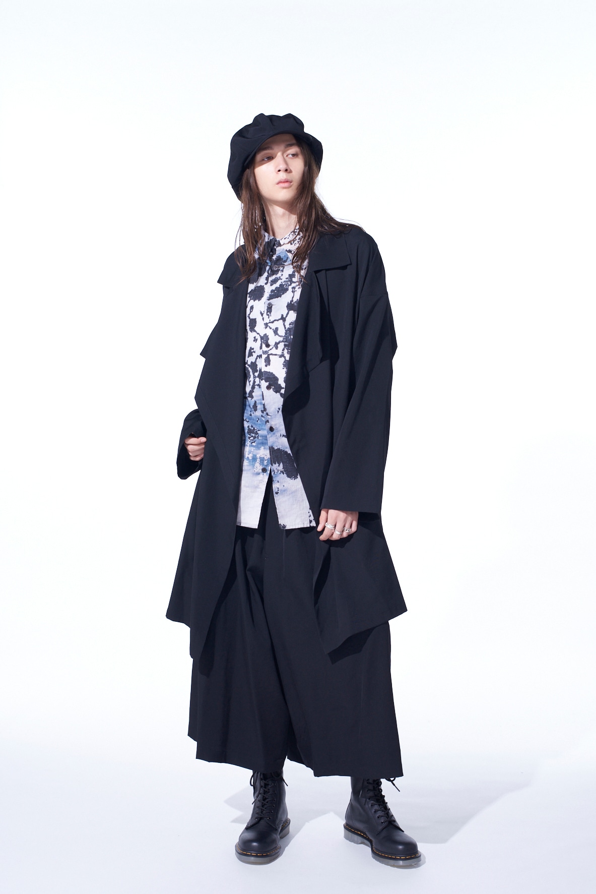 【11/21～11/25 Y's OMOTESANDO 先行販売】WASHER WOOL GABARDINE FLAME DOUBLE DRAPE COAT