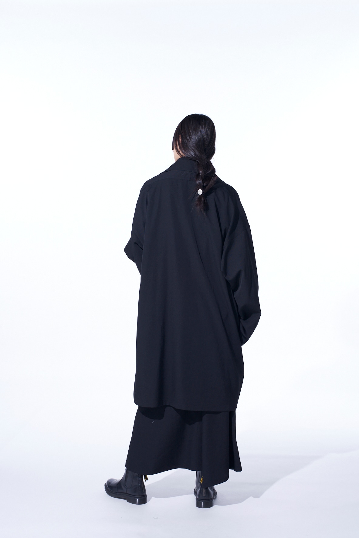 【11/21～11/25 Y's OMOTESANDO 先行販売】WASHER WOOL GABARDINE FLAME DOUBLE DRAPE COAT