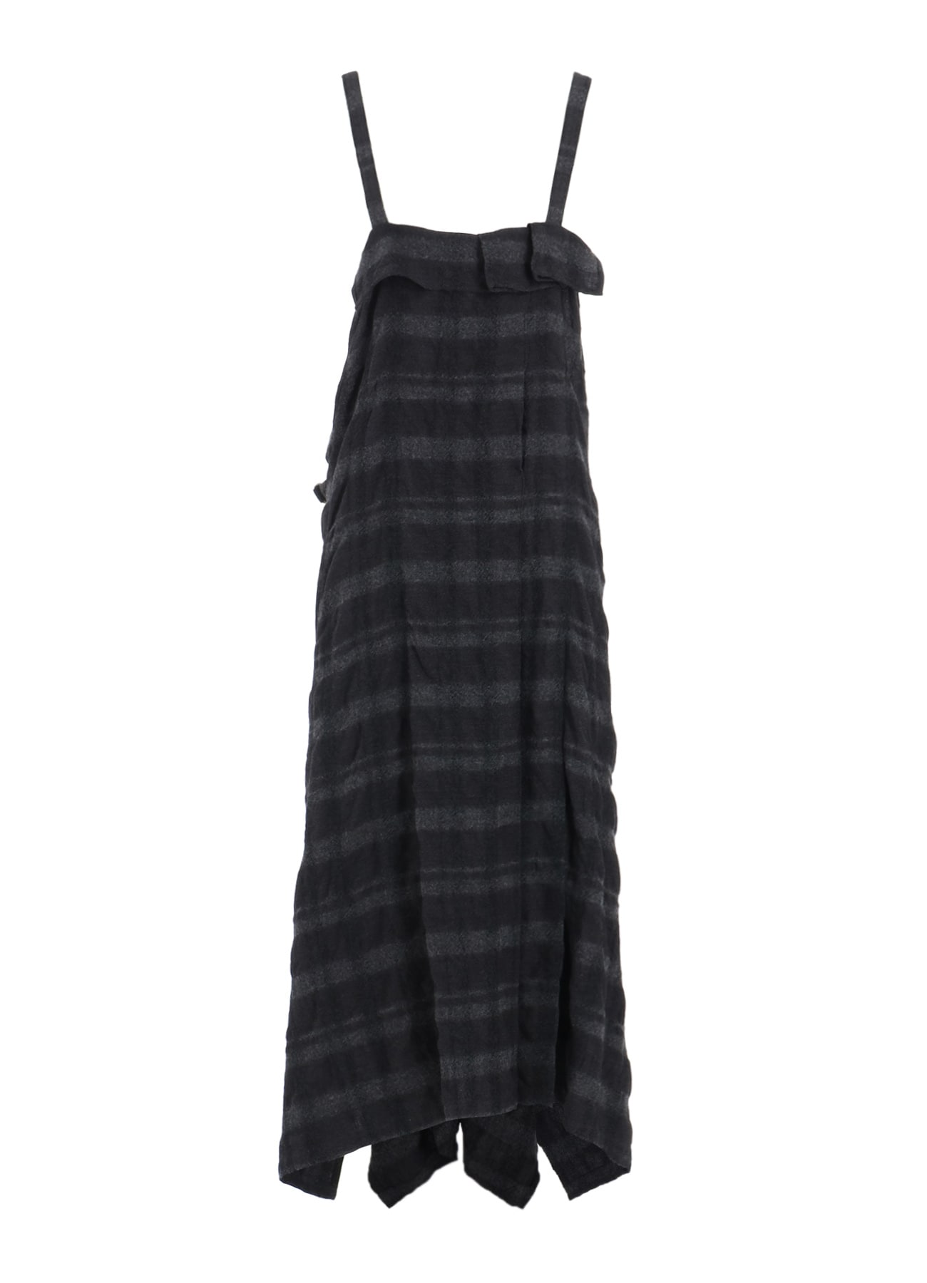 FULLING FINISHED SHADOW CHECK PLEATED SHOULDER STRAP DRESS