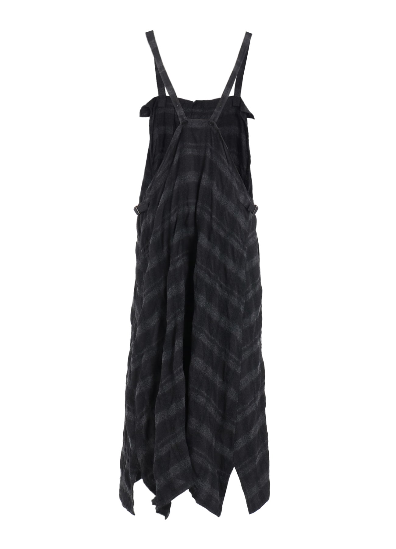 FULLING FINISHED SHADOW CHECK PLEATED SHOULDER STRAP DRESS